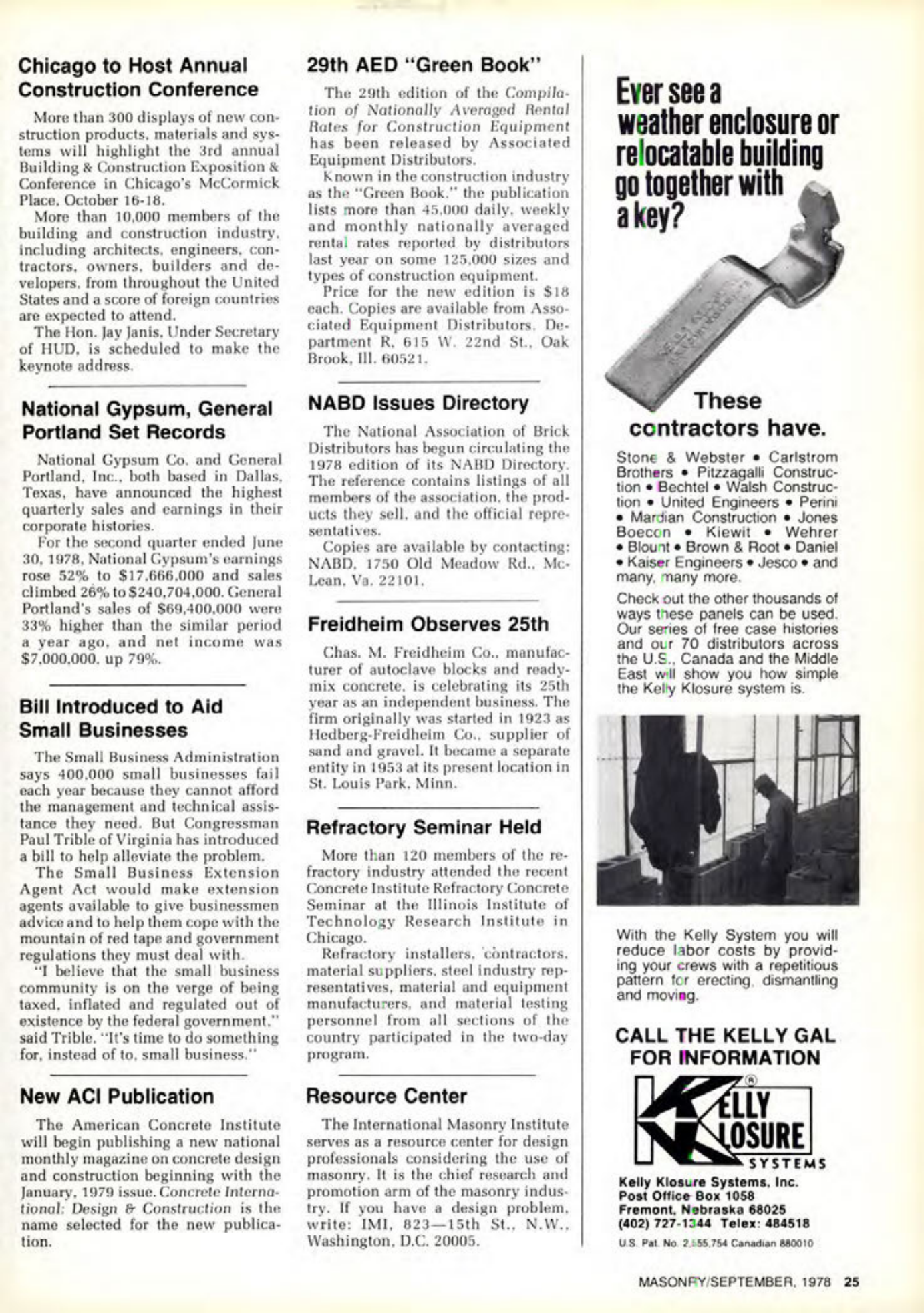Masonry Magazine September 1978 Page. 25