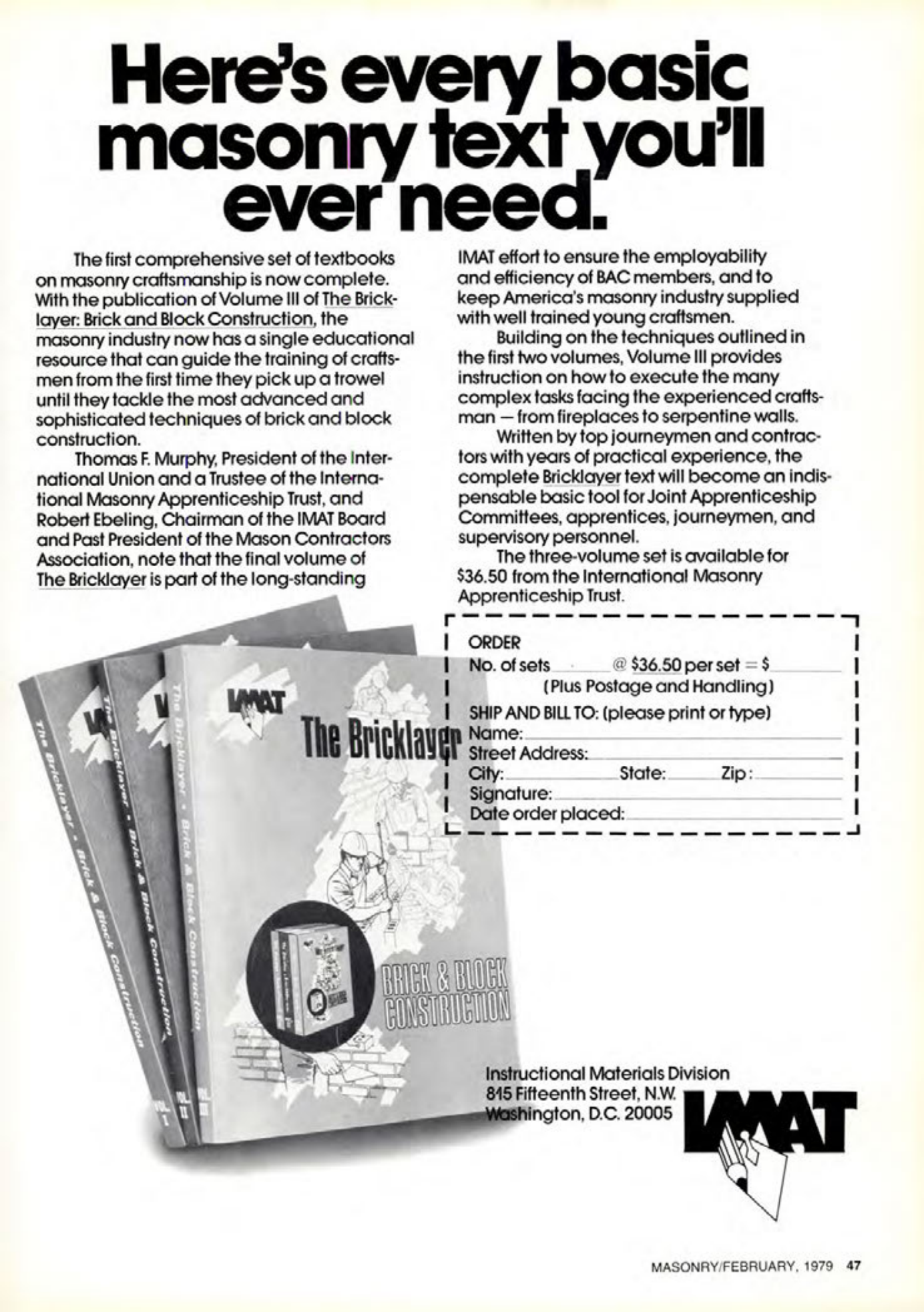 Masonry Magazine February 1979 Page. 47