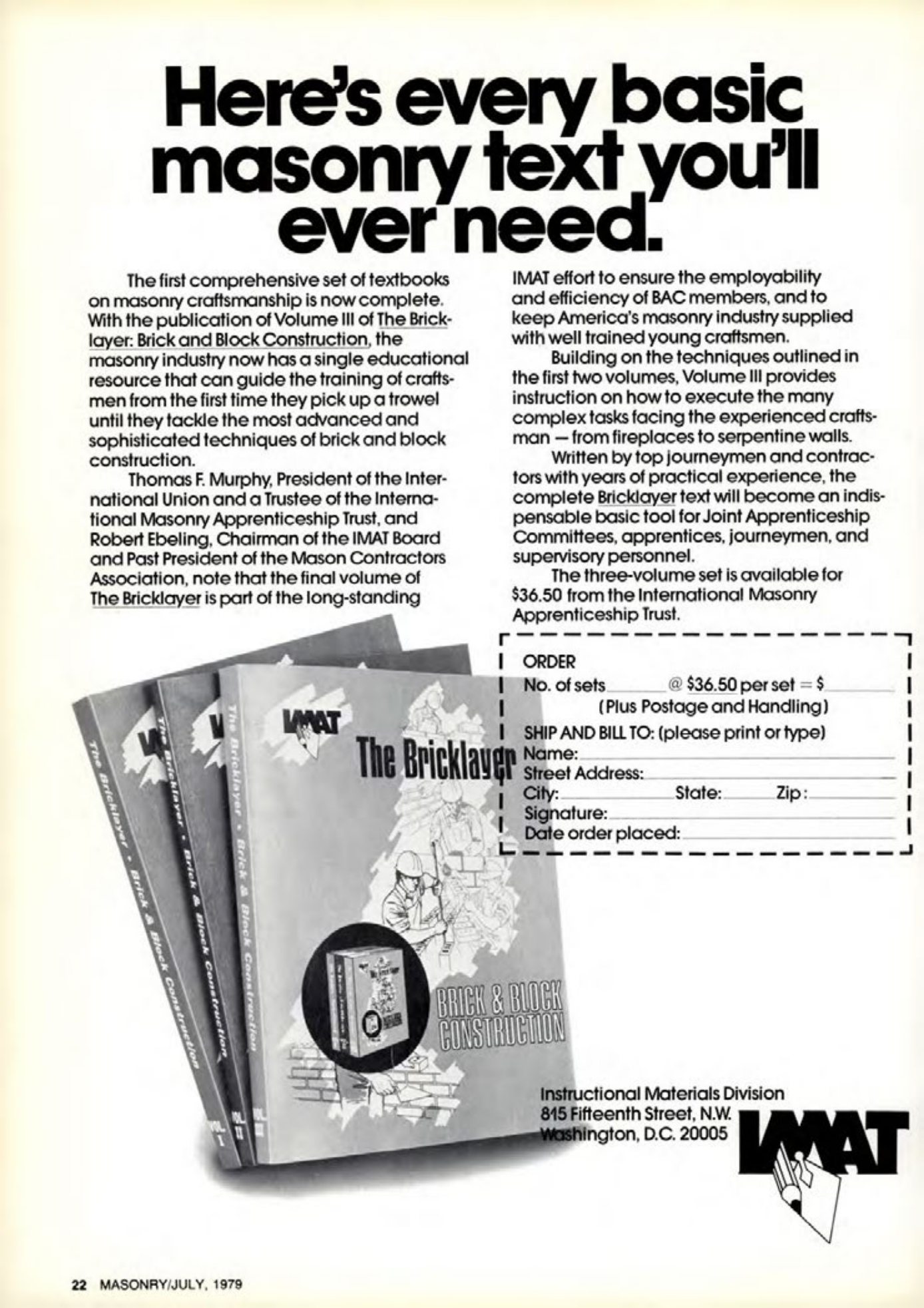 Masonry Magazine July 1979 Page. 22
