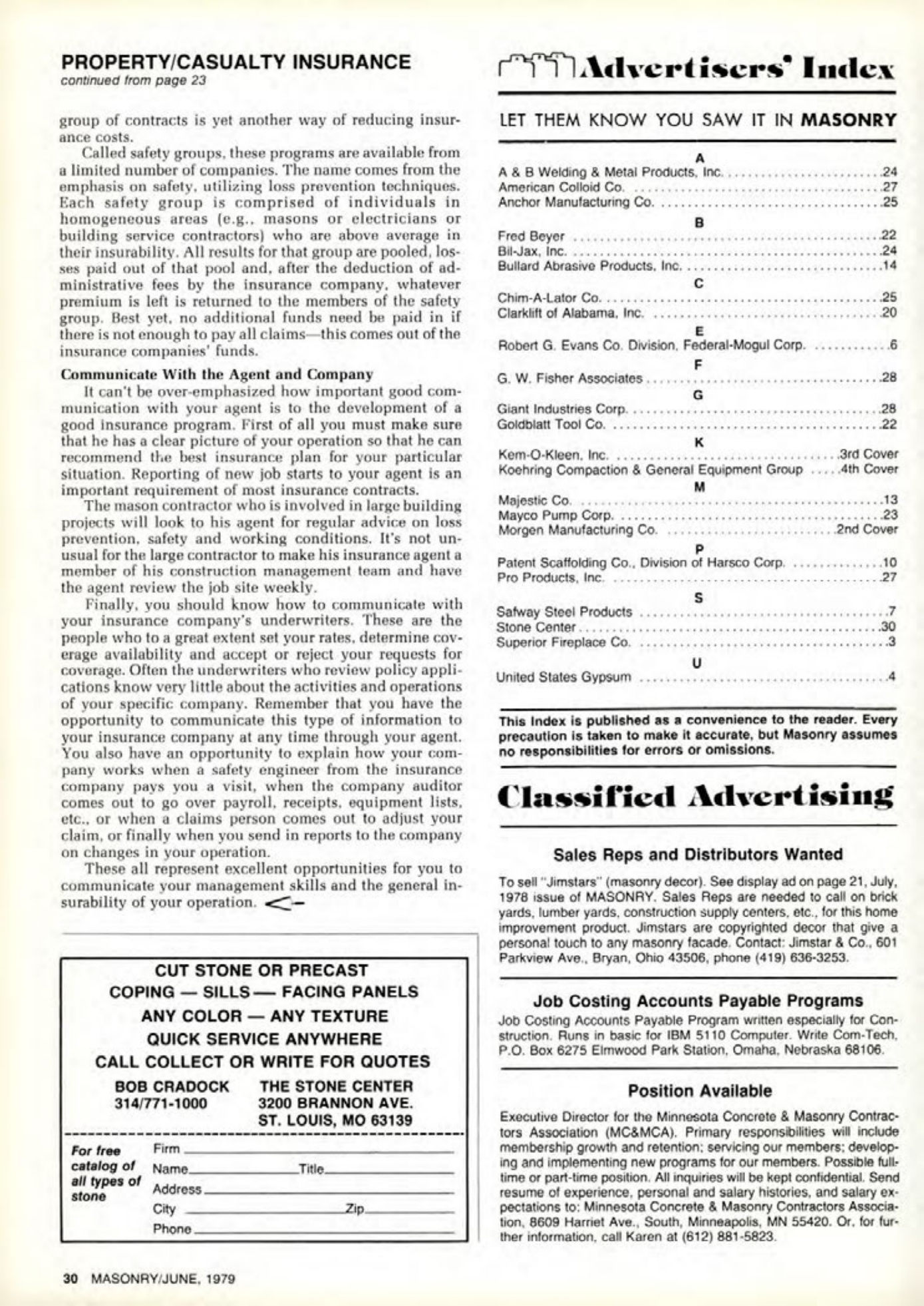 Masonry Magazine June 1979 Page. 30