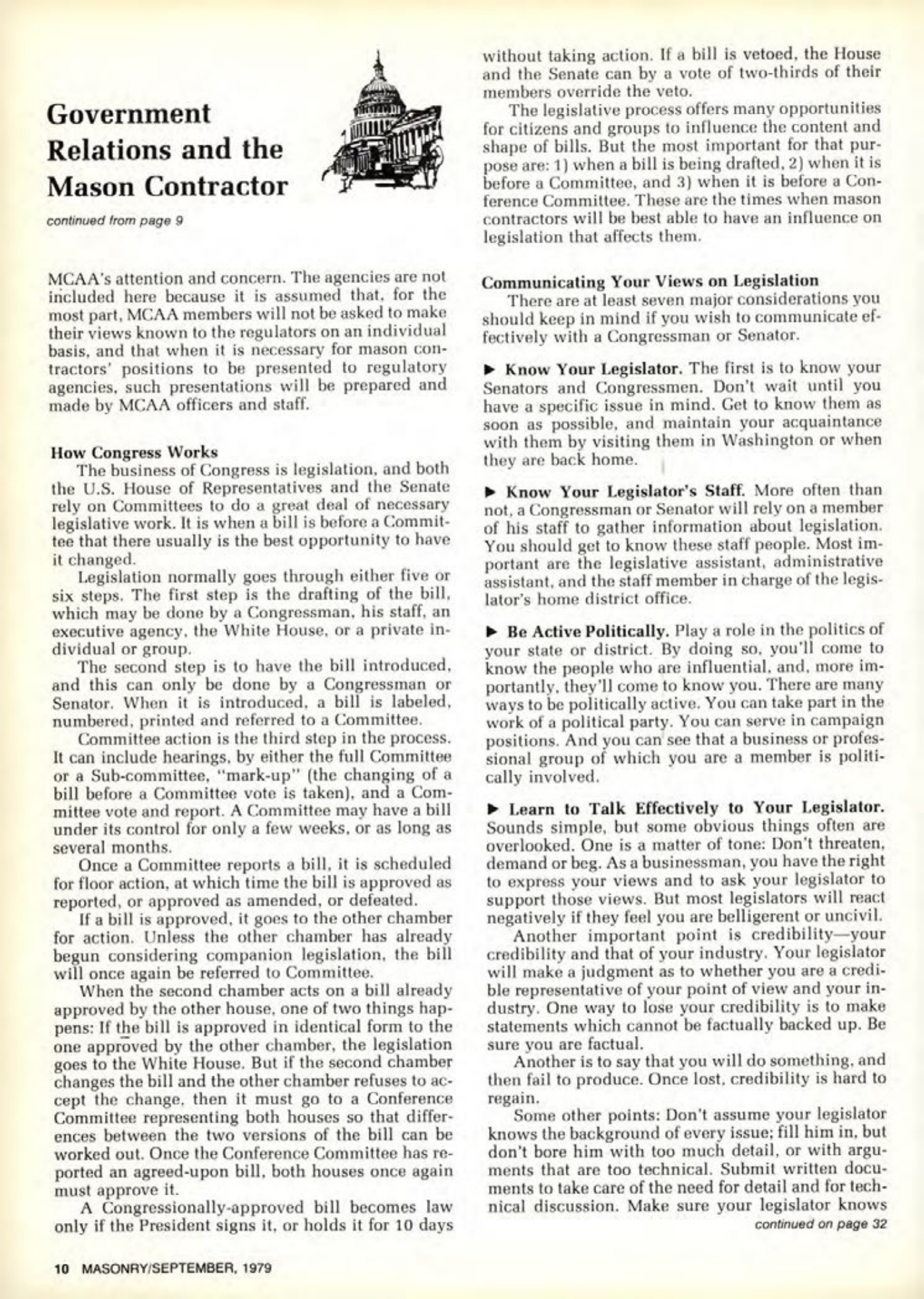Masonry Magazine September 1979 Page. 10