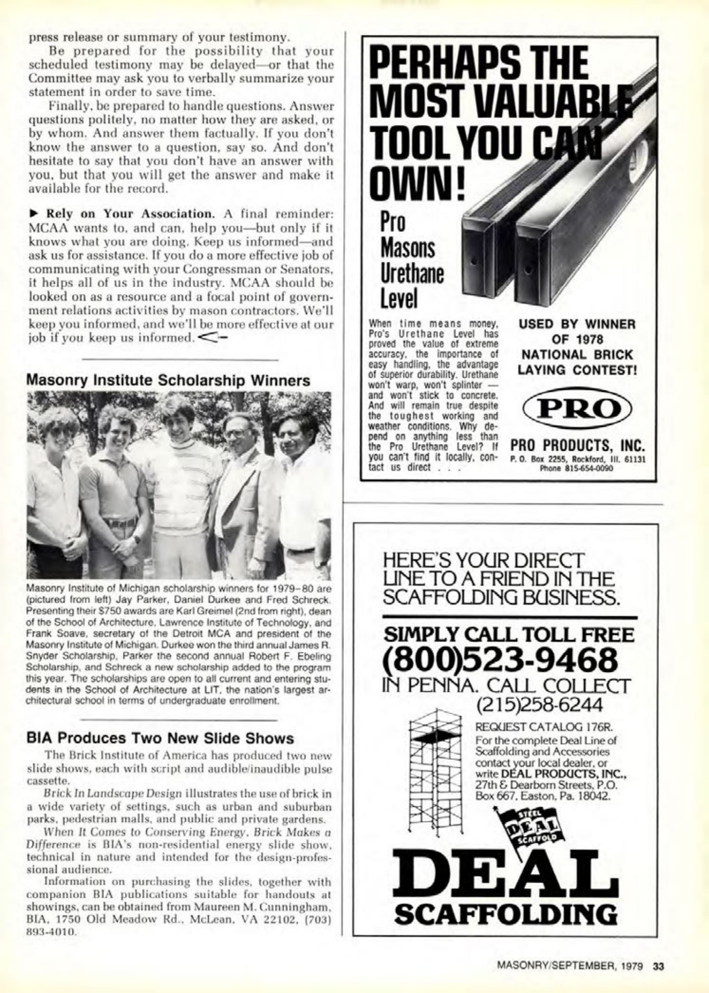 Masonry Magazine September 1979 Page. 33