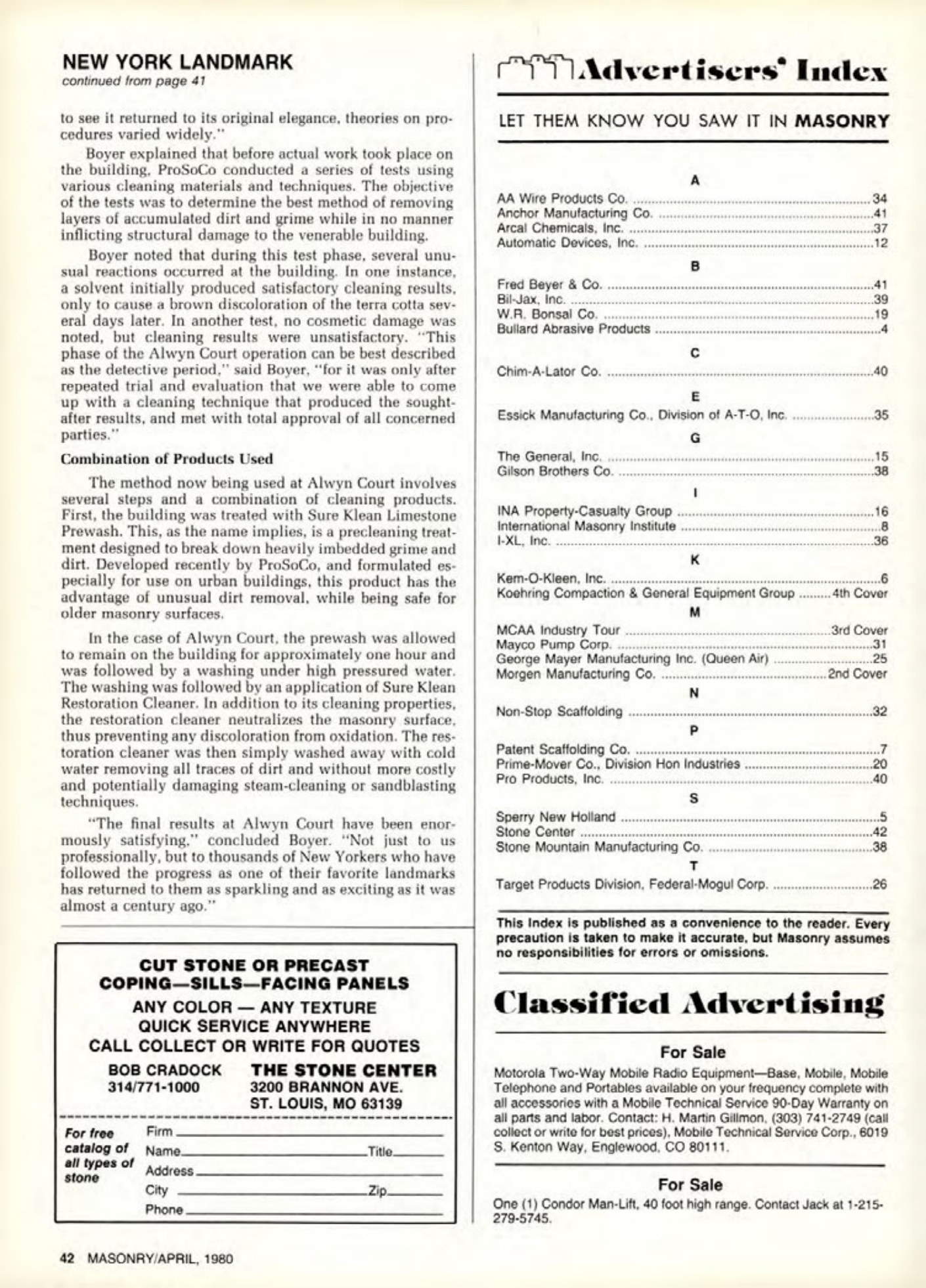 Masonry Magazine April 1980 Page. 42