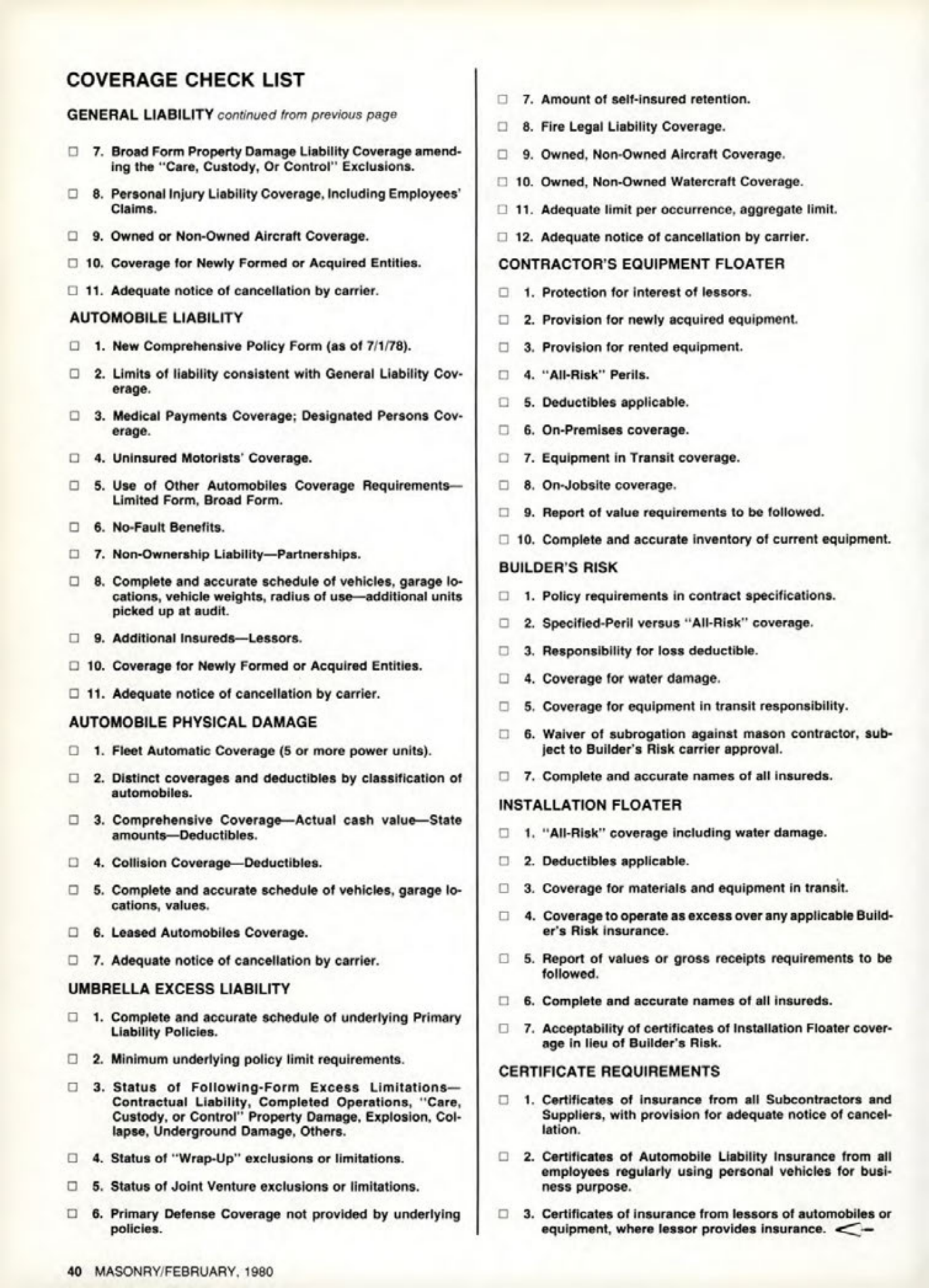 Masonry Magazine February 1980 Page. 40