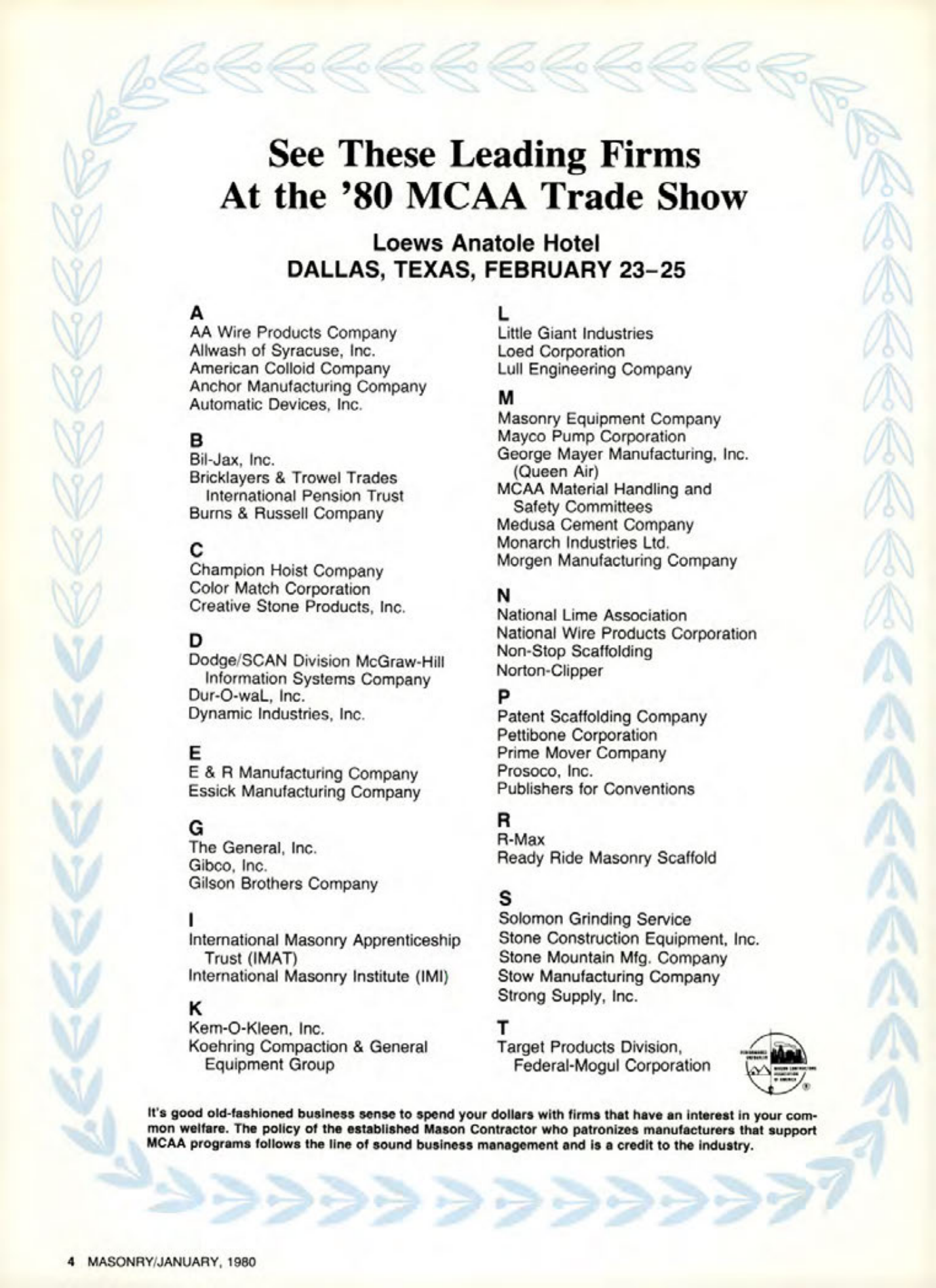Masonry Magazine January 1980 Page. 4