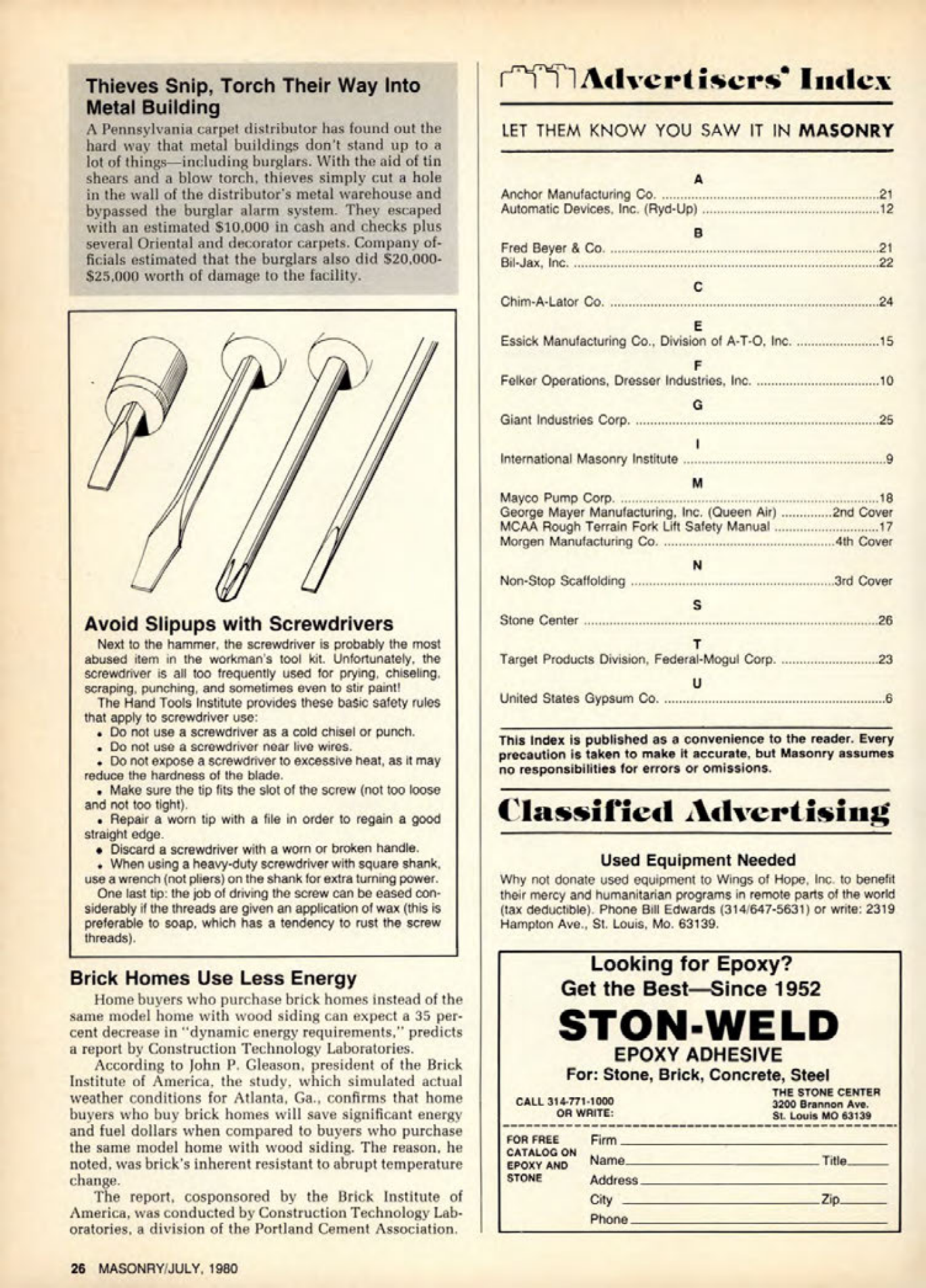 Masonry Magazine July 1980 Page. 26