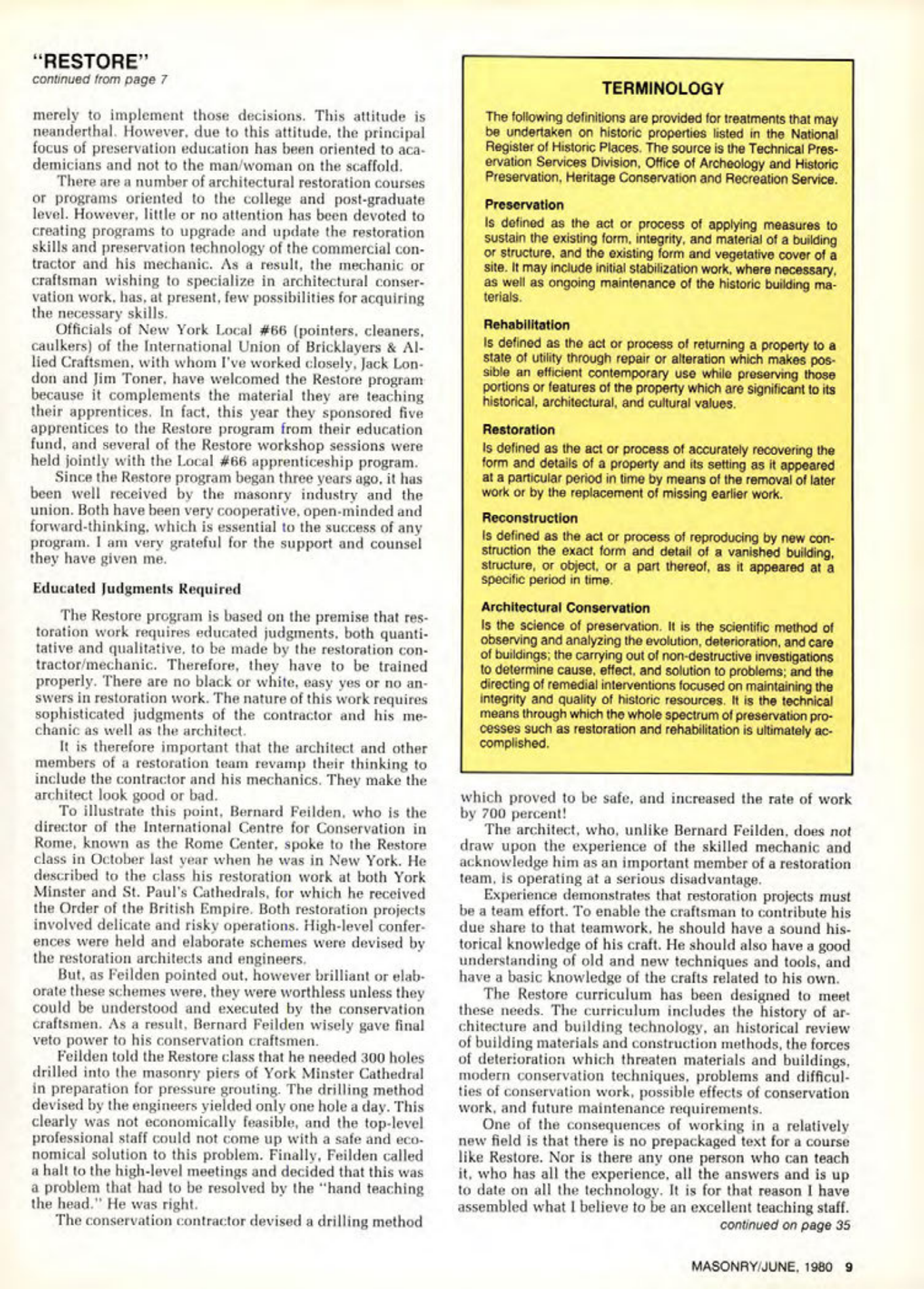 Masonry Magazine June 1980 Page. 9