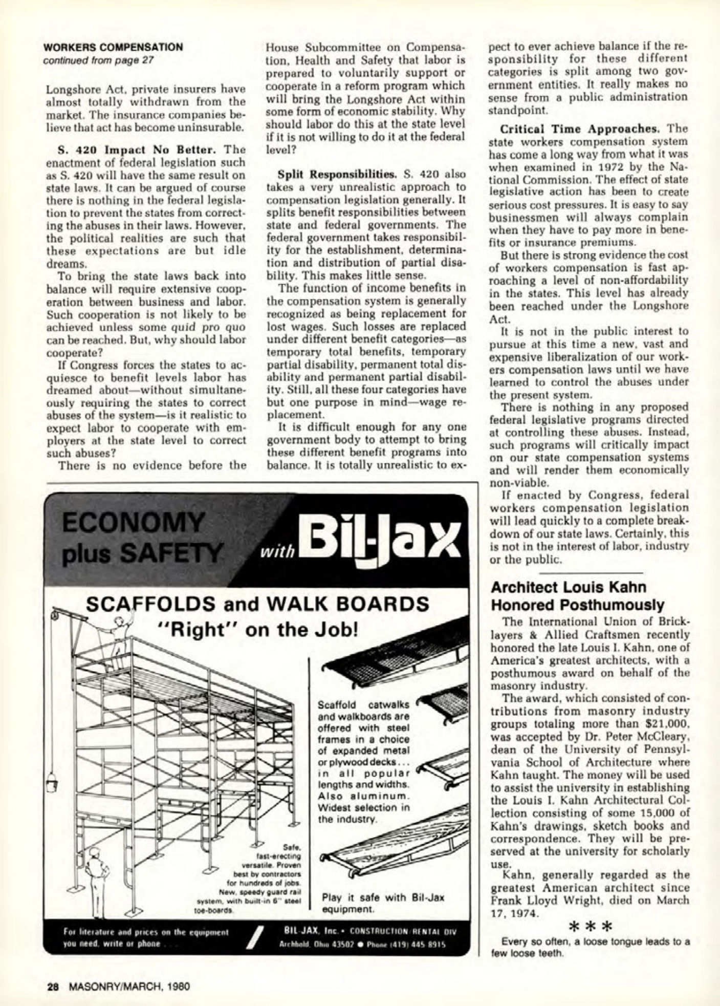 Masonry Magazine March 1980 Page. 28