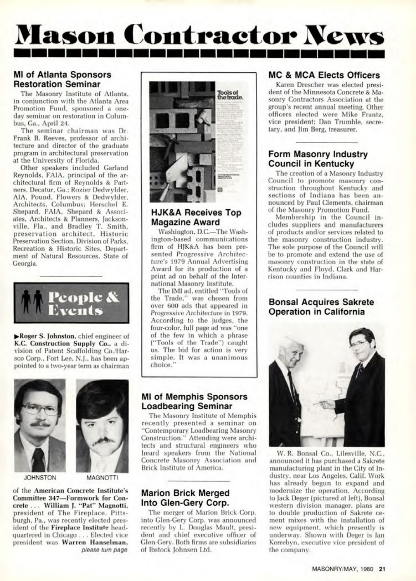 Masonry Magazine May 1980 Page. 21