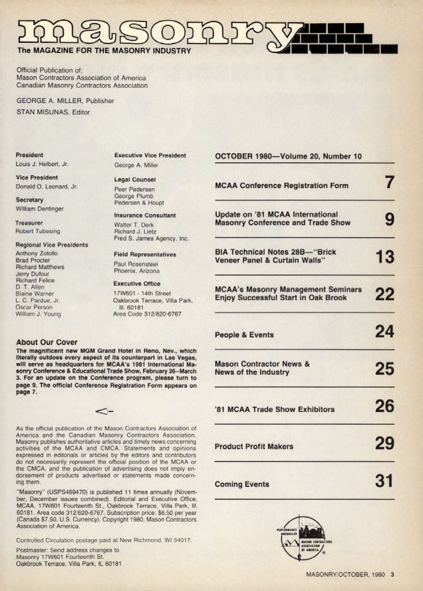 Masonry Magazine October 1980 Page. 3