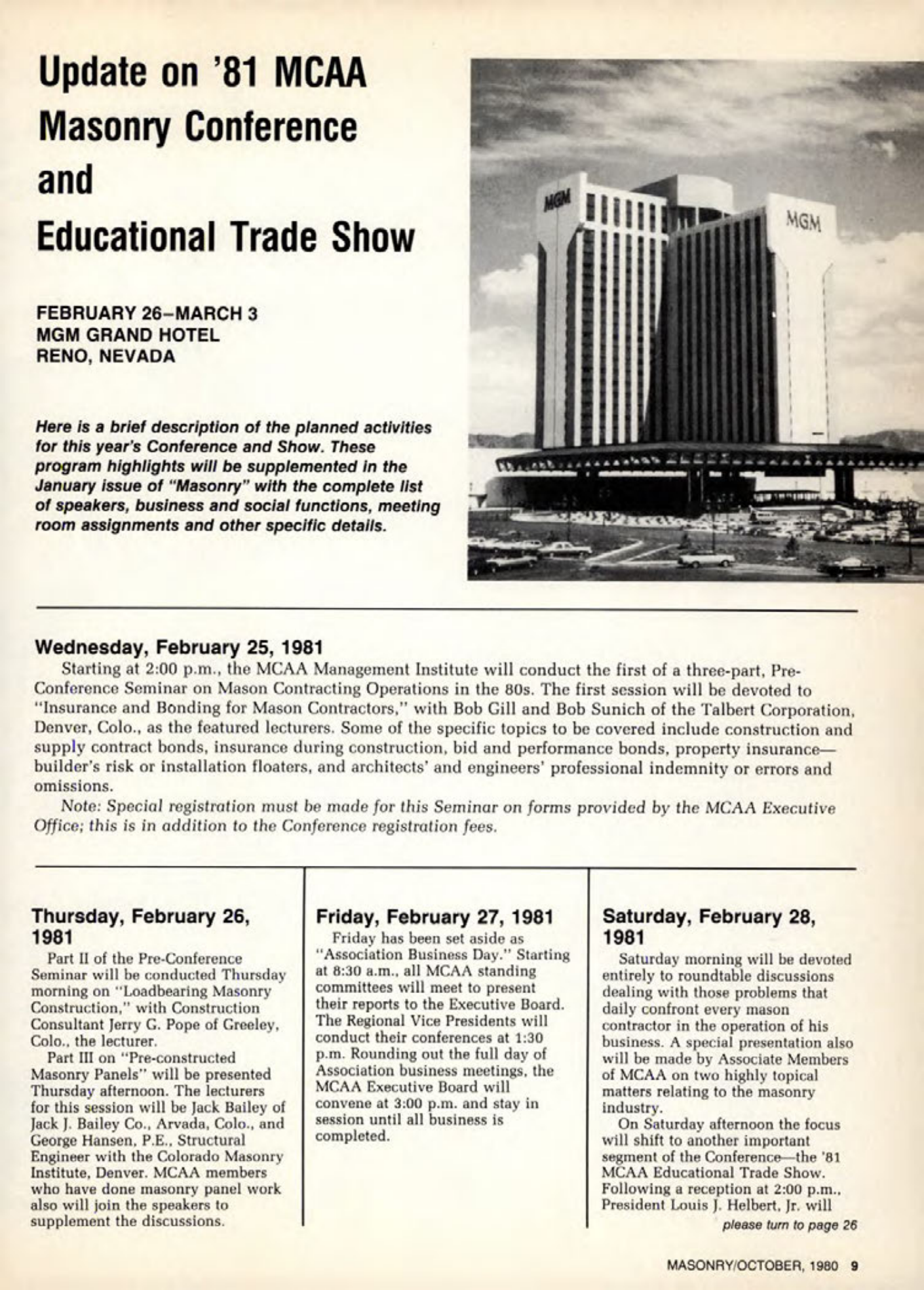 Masonry Magazine October 1980 Page. 9
