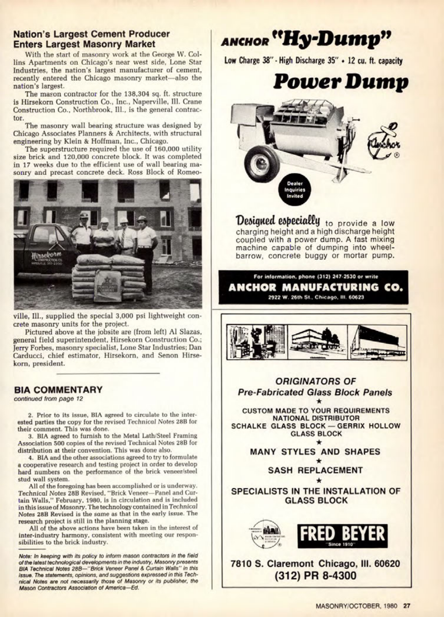 Masonry Magazine October 1980 Page. 27