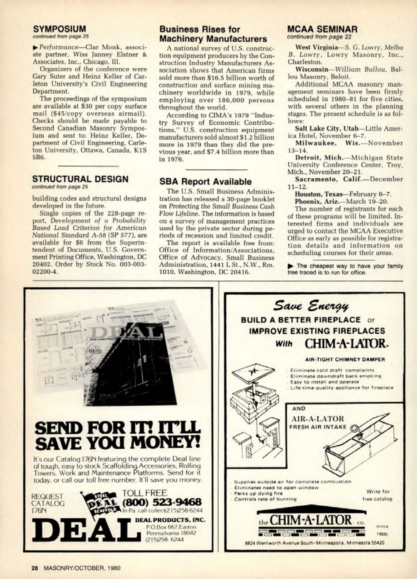 Masonry Magazine October 1980 Page. 28