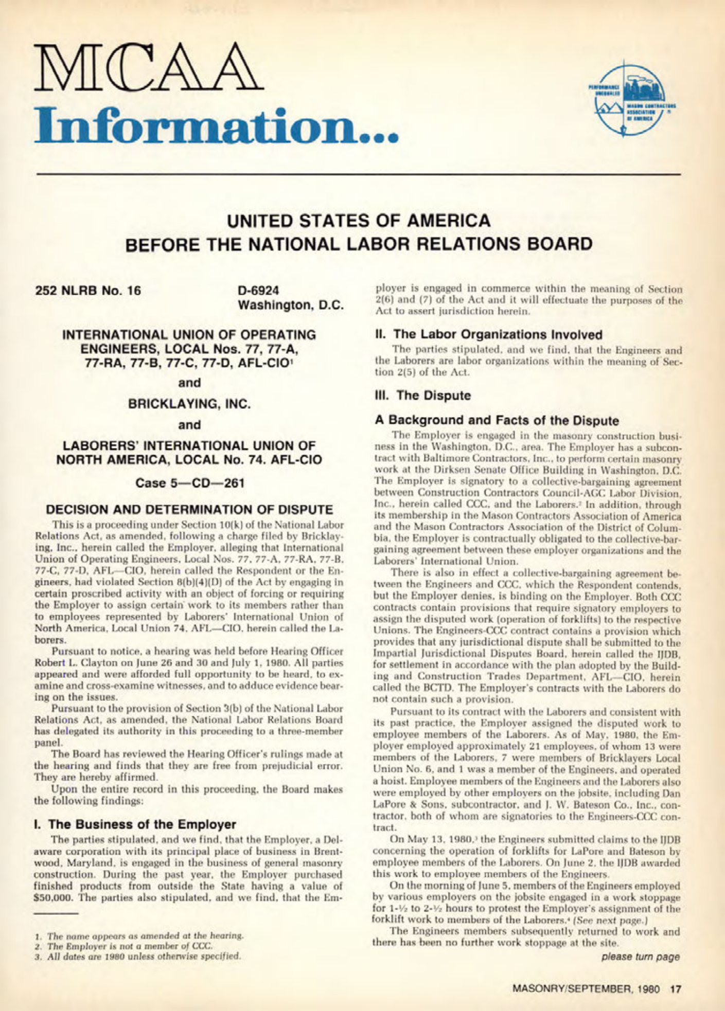 Masonry Magazine September 1980 Page. 17