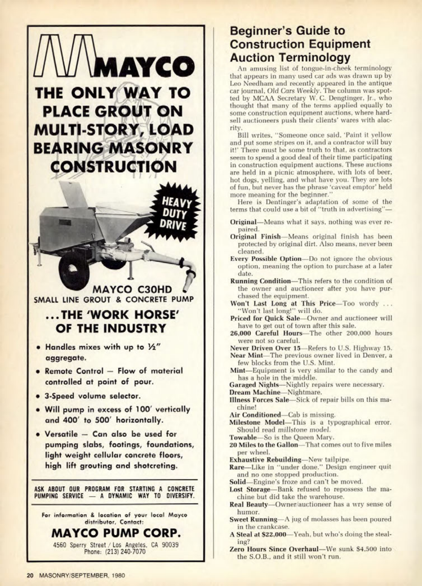 Masonry Magazine September 1980 Page. 20