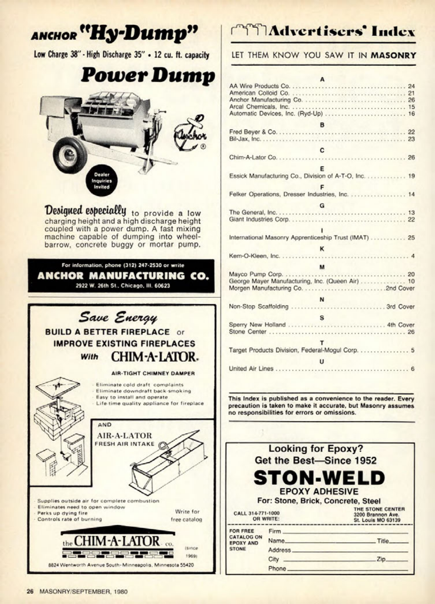 Masonry Magazine September 1980 Page. 26