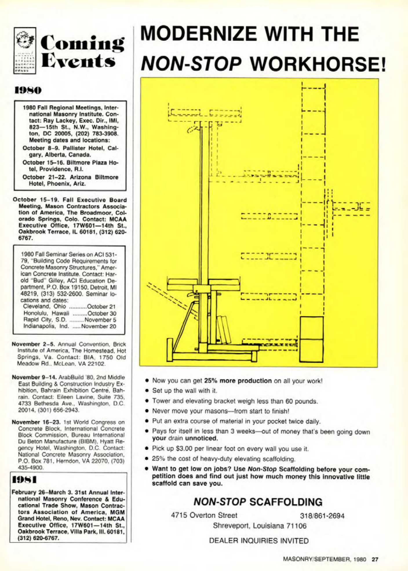 Masonry Magazine September 1980 Page. 27