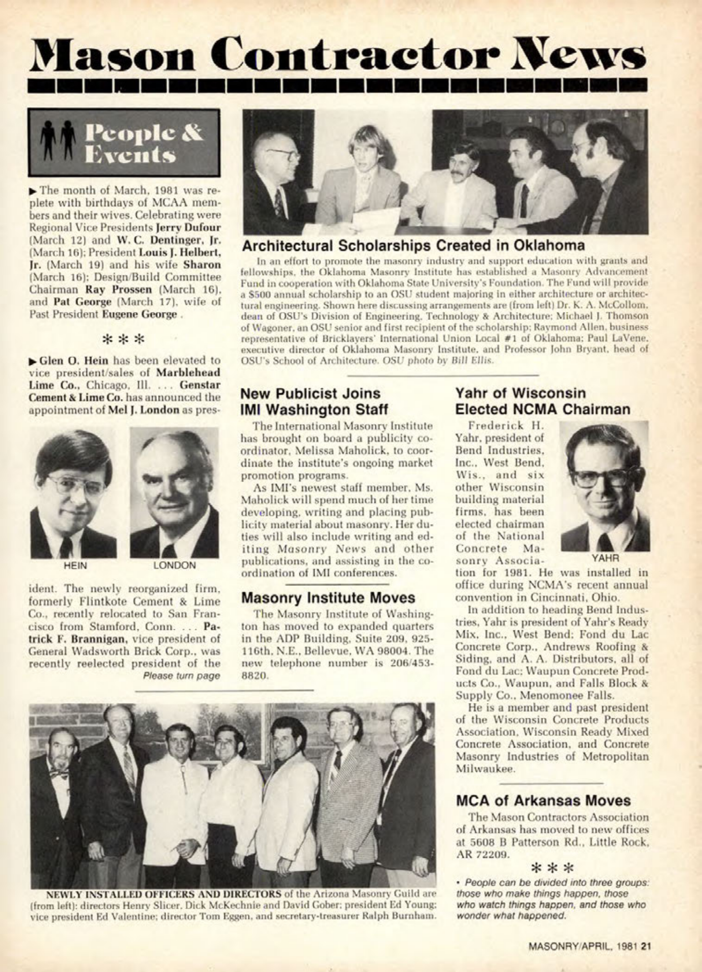 Masonry Magazine April 1981 Page. 21