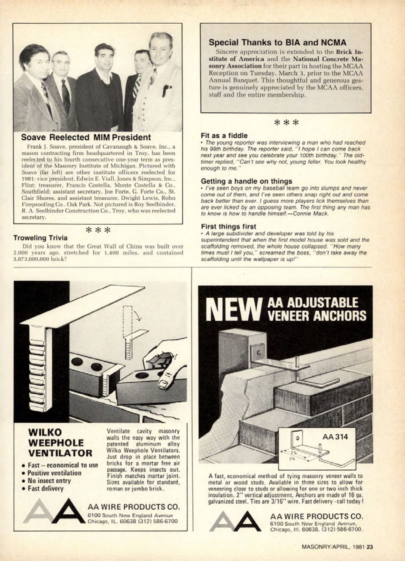 Masonry Magazine April 1981 Page. 23