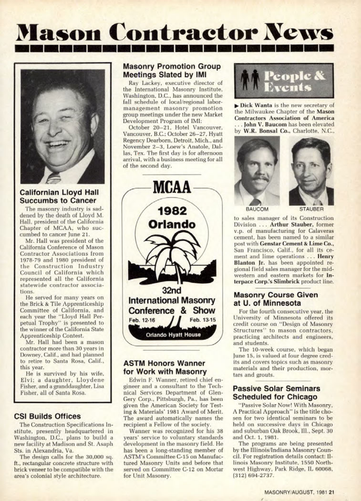 Masonry Magazine August 1981 Page. 21