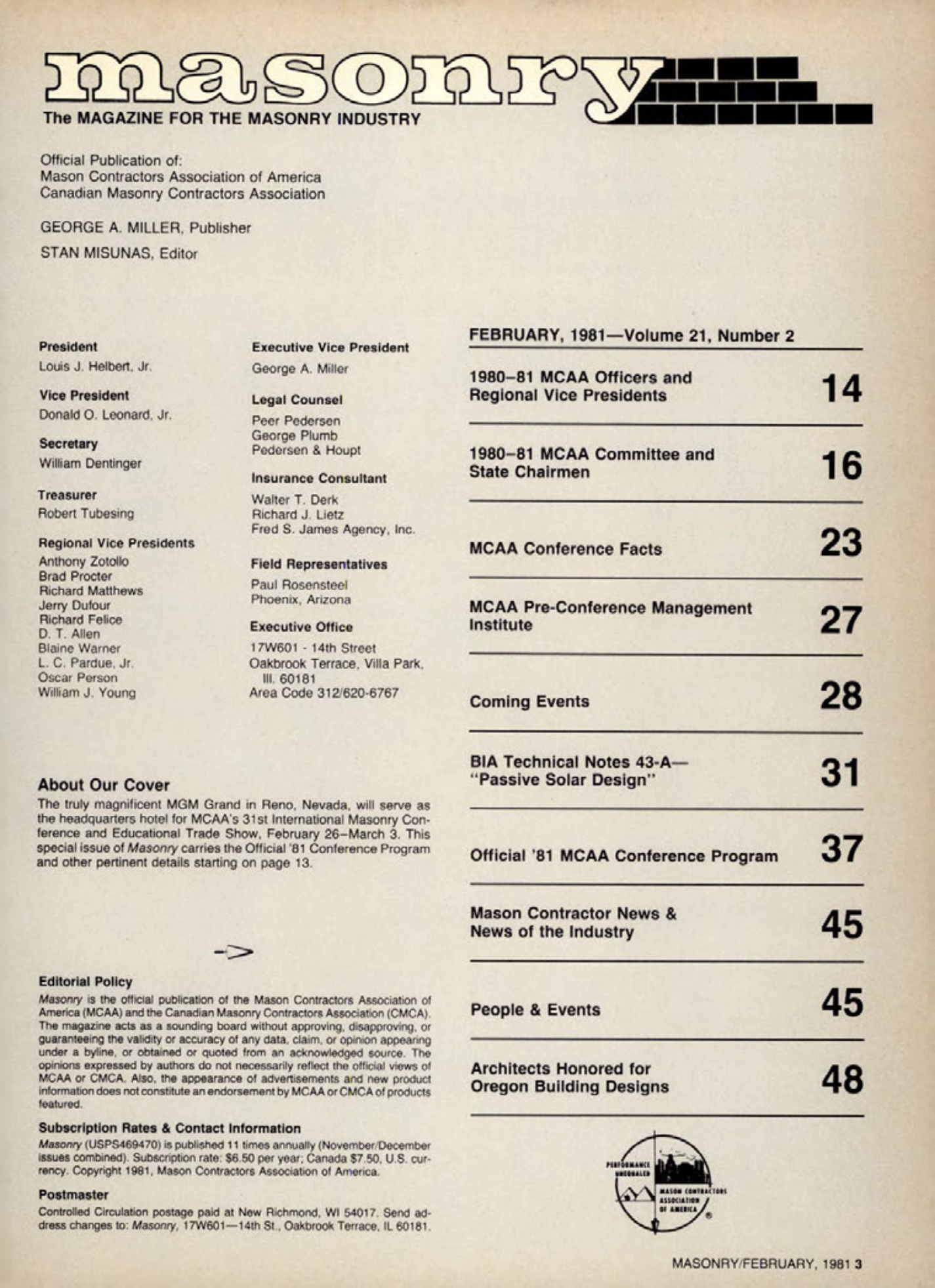 Masonry Magazine February 1981 Page. 3