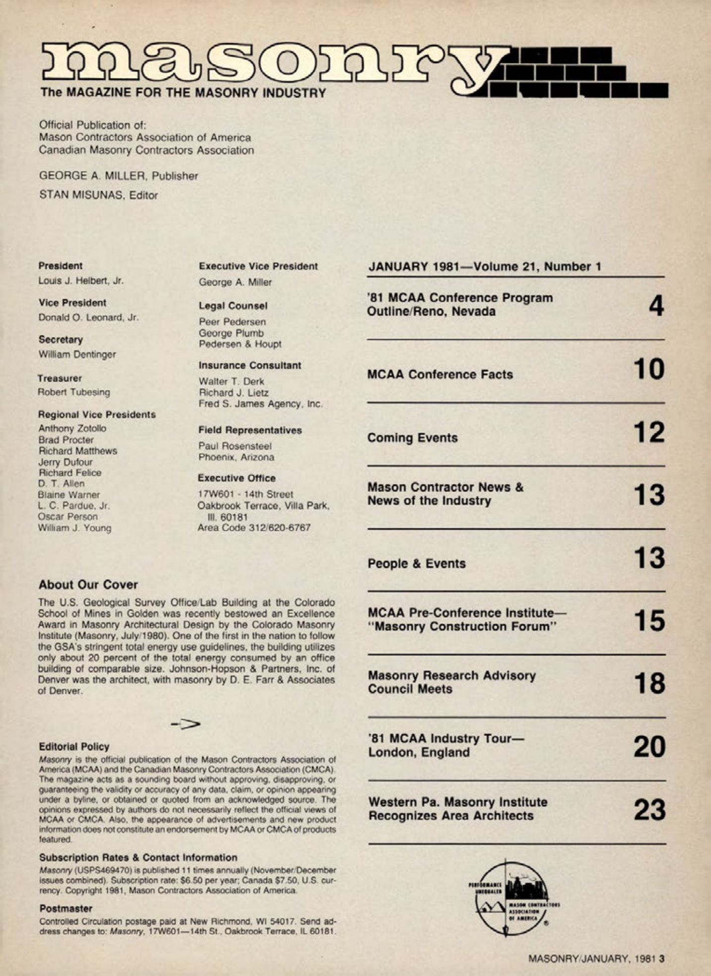 Masonry Magazine January 1981 Page. 3