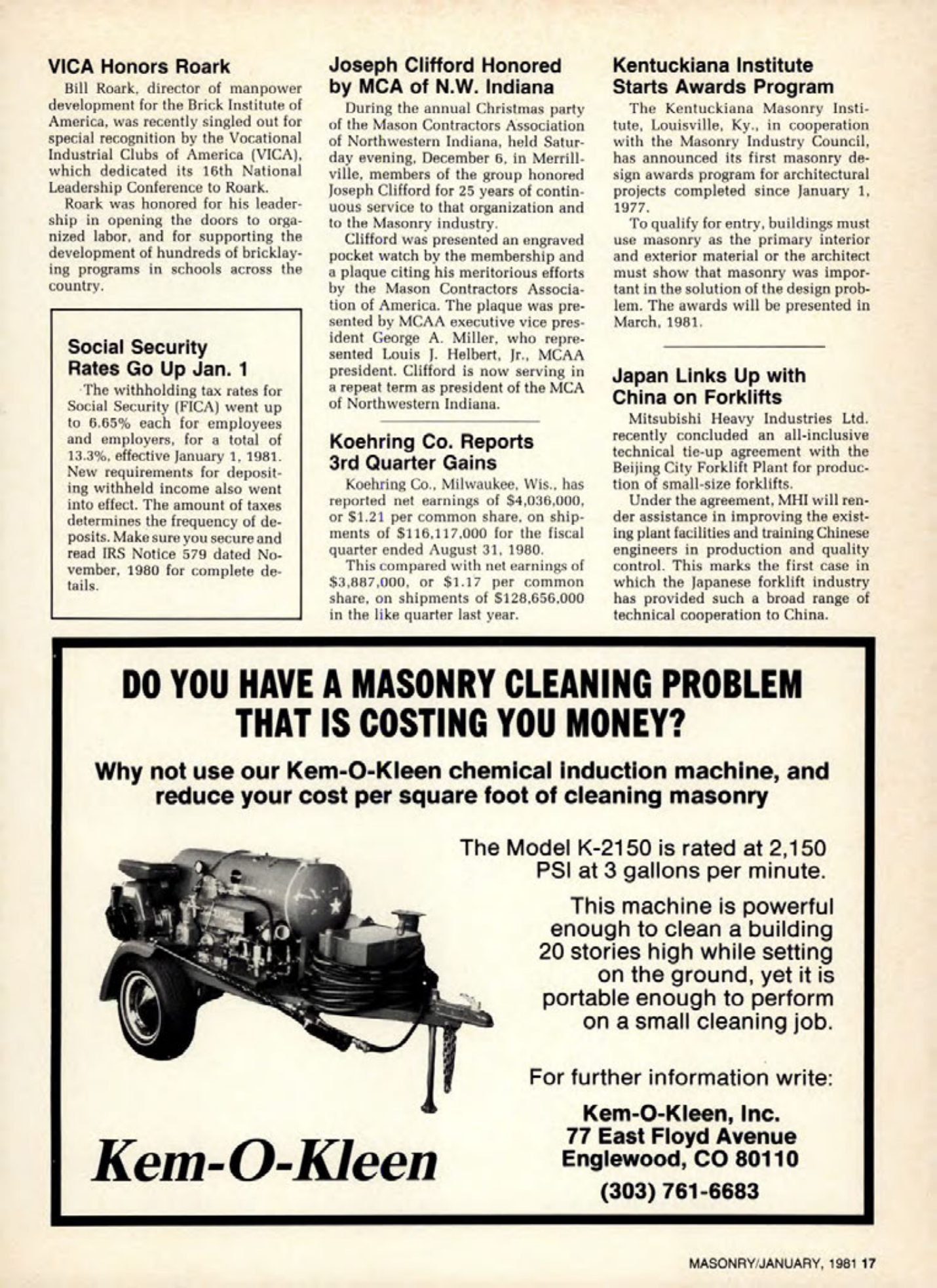 Masonry Magazine January 1981 Page.17