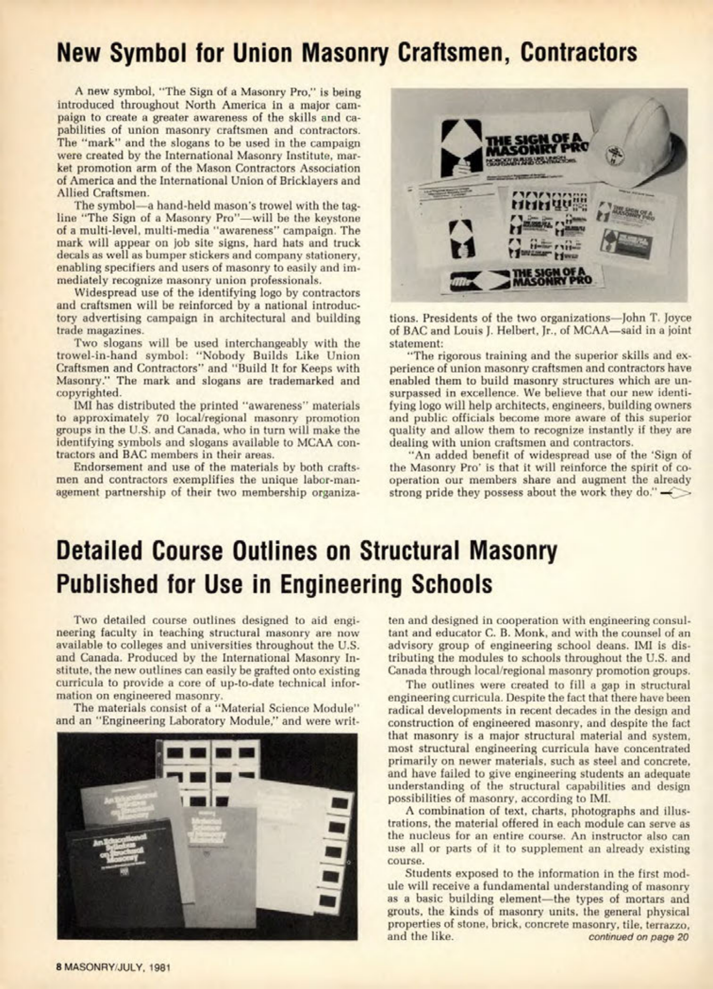 Masonry Magazine July 1981 Page. 8