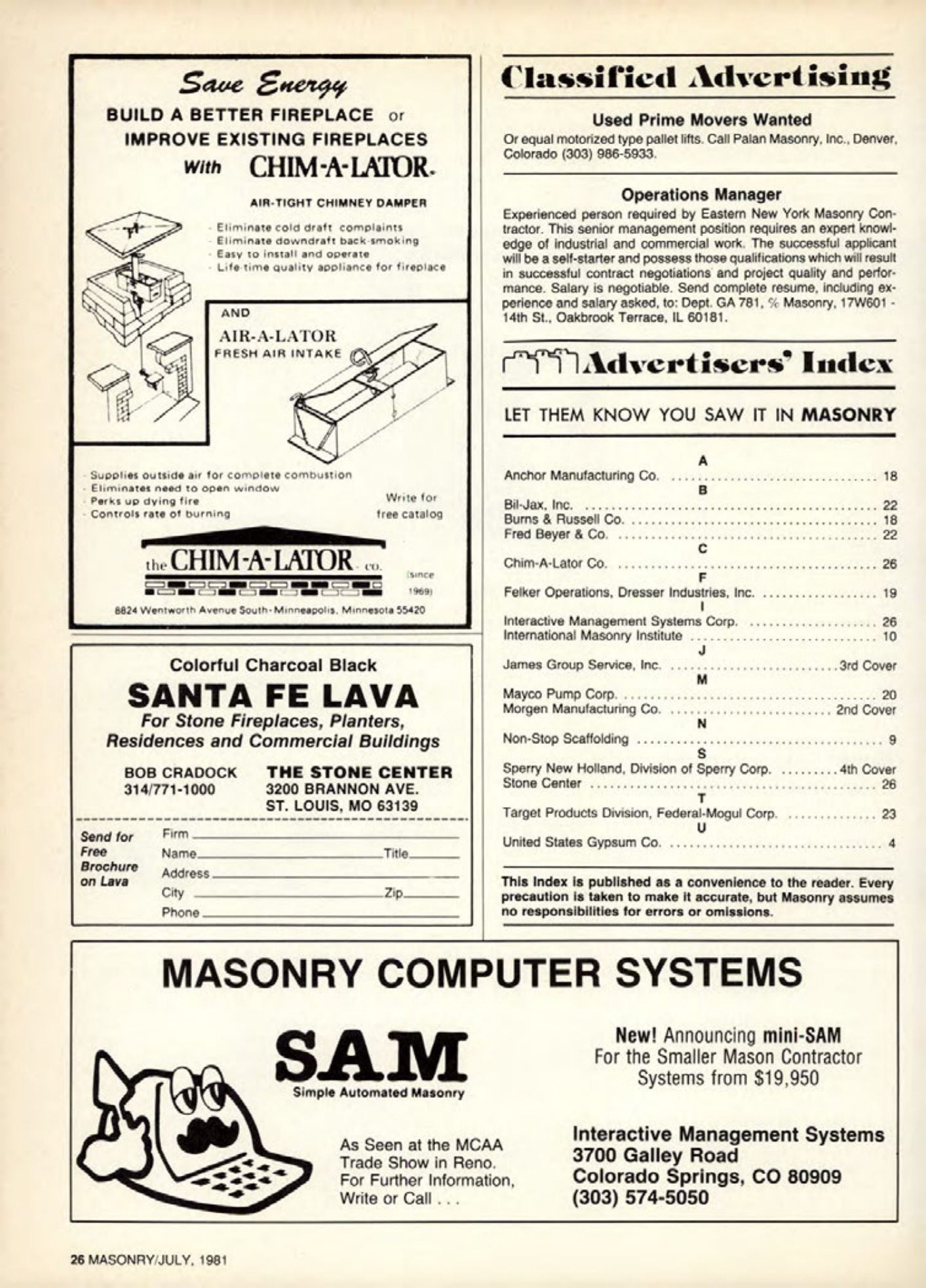 Masonry Magazine July 1981 Page. 26