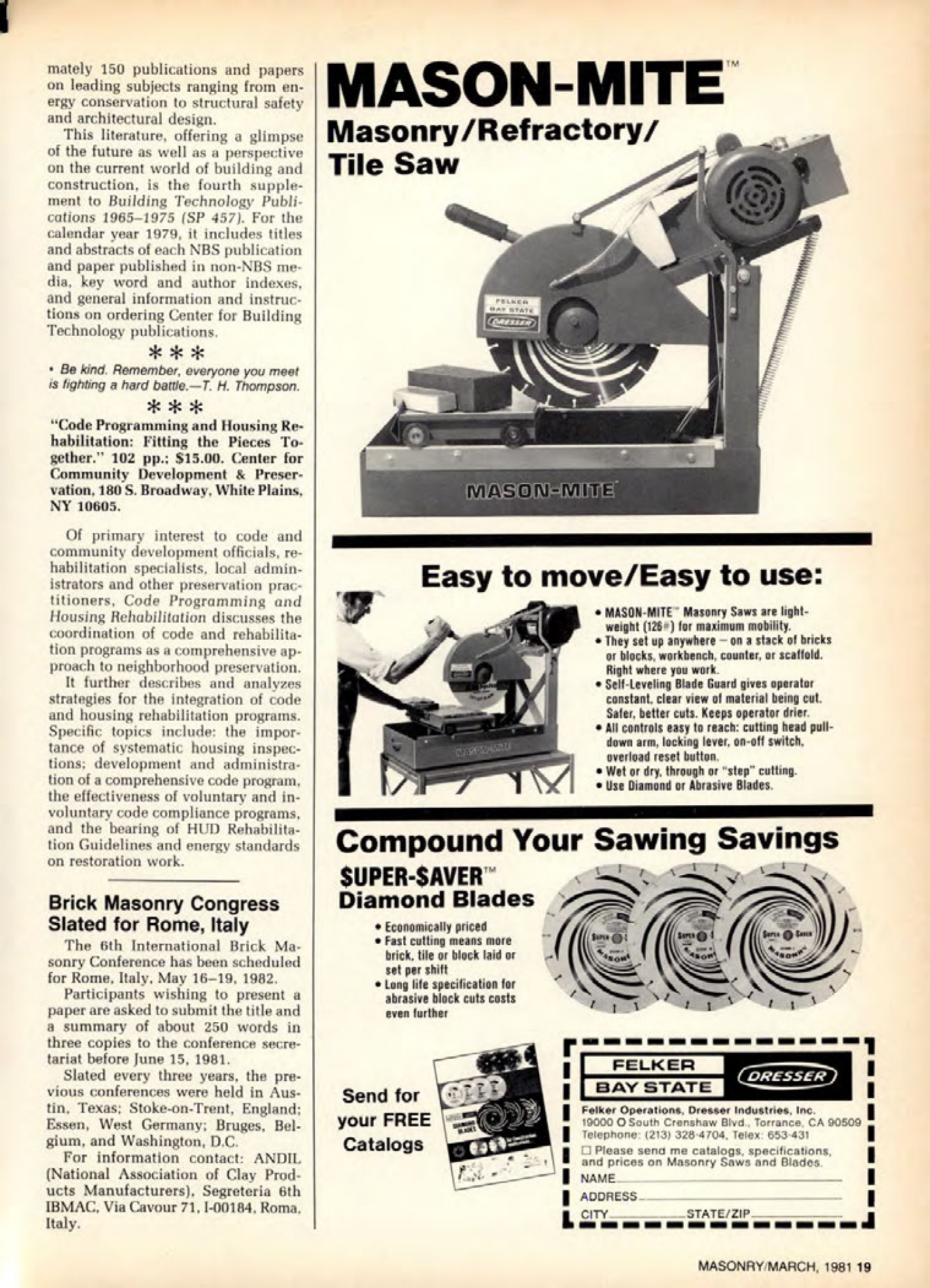Masonry Magazine March 1981 Page. 19