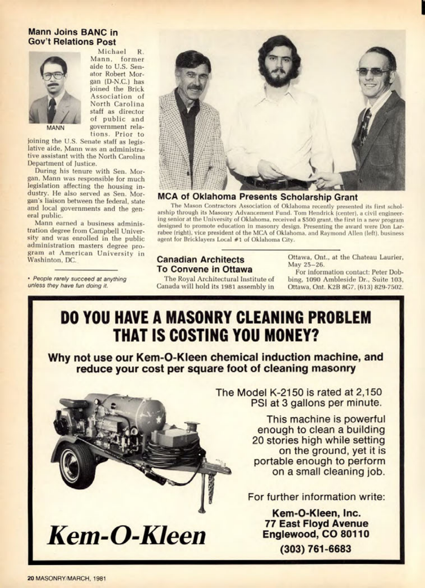 Masonry Magazine March 1981 Page. 20