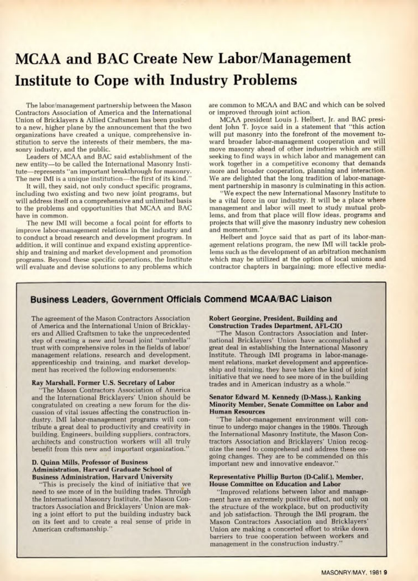 Masonry Magazine May 1981 Page. 9