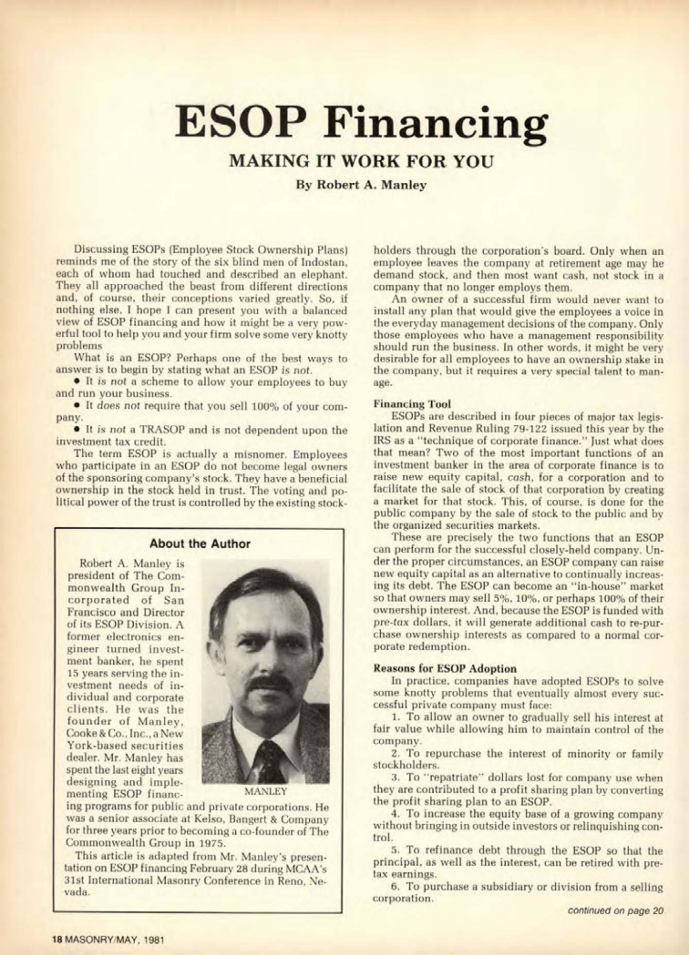 Masonry Magazine May 1981 Page. 18
