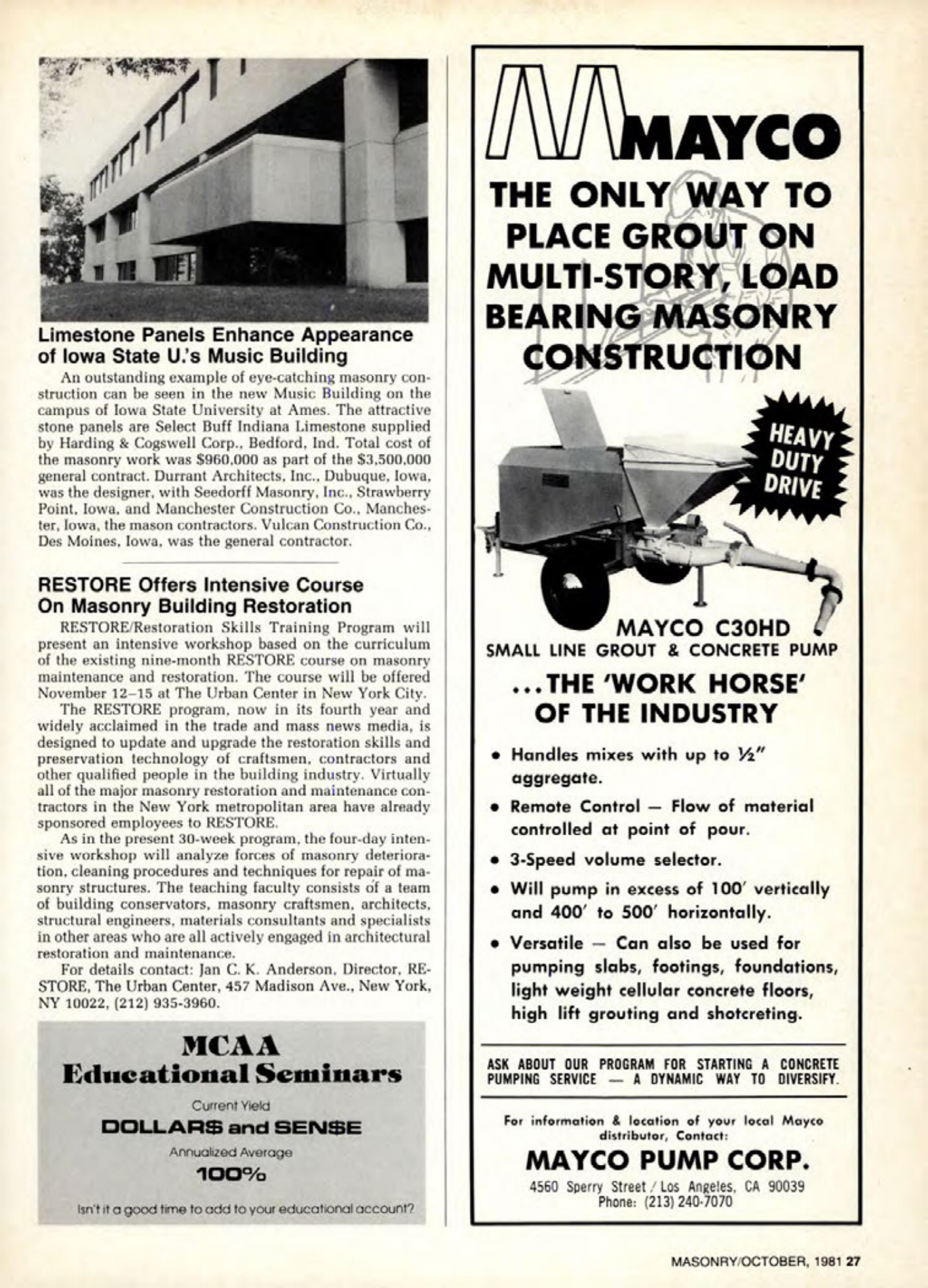 Masonry Magazine October 1981 Page. 23