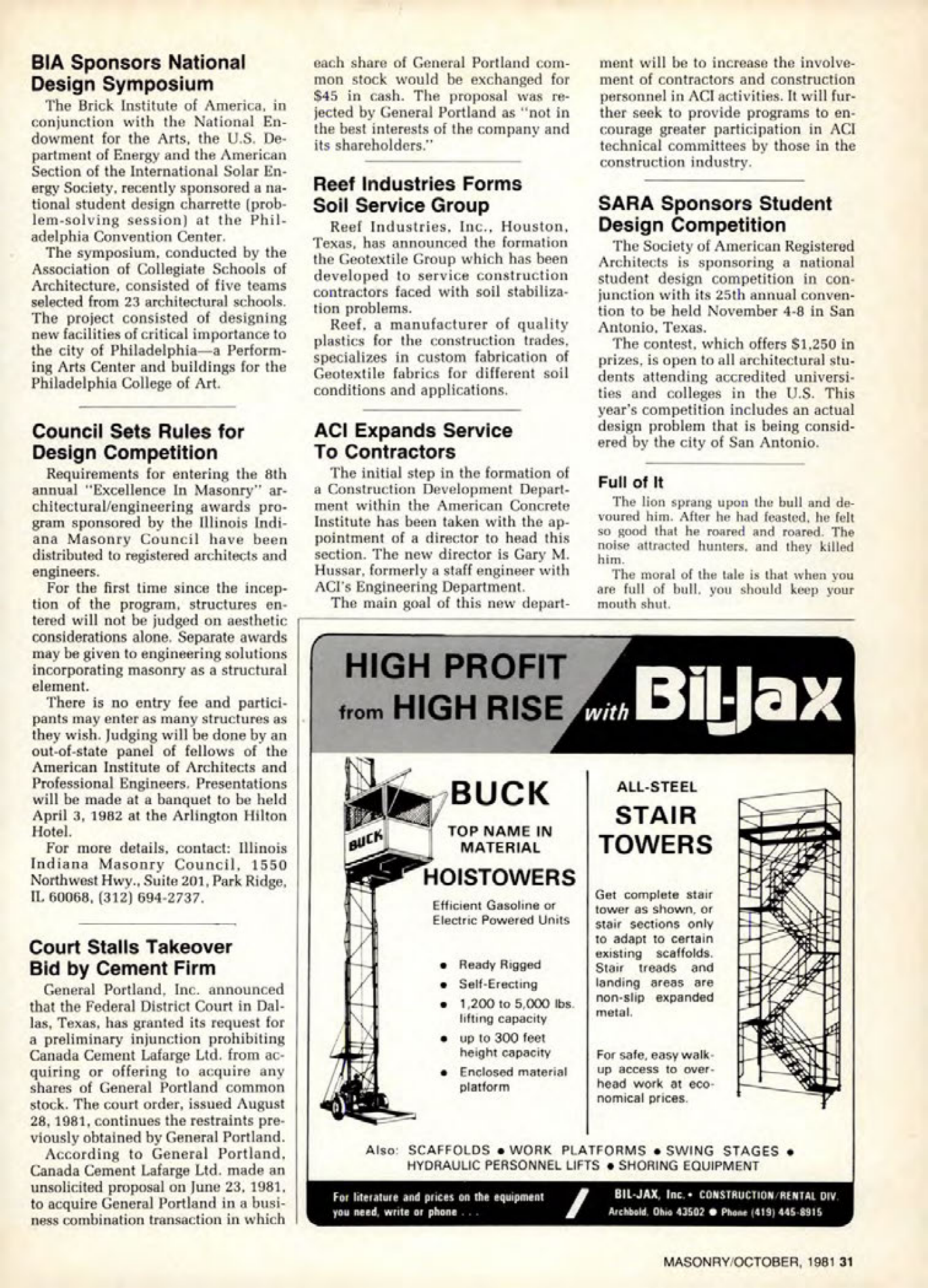 Masonry Magazine October 1981 Page. 27