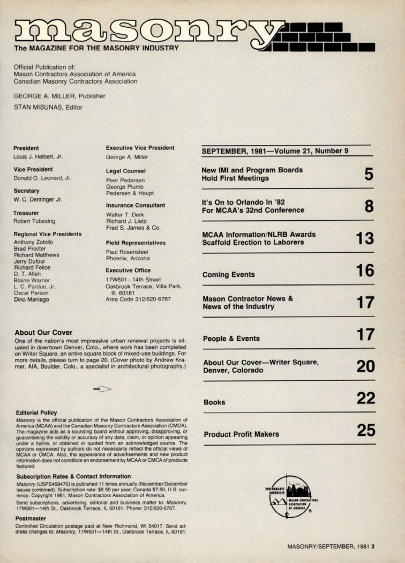 Masonry Magazine September 1981 Page. 3