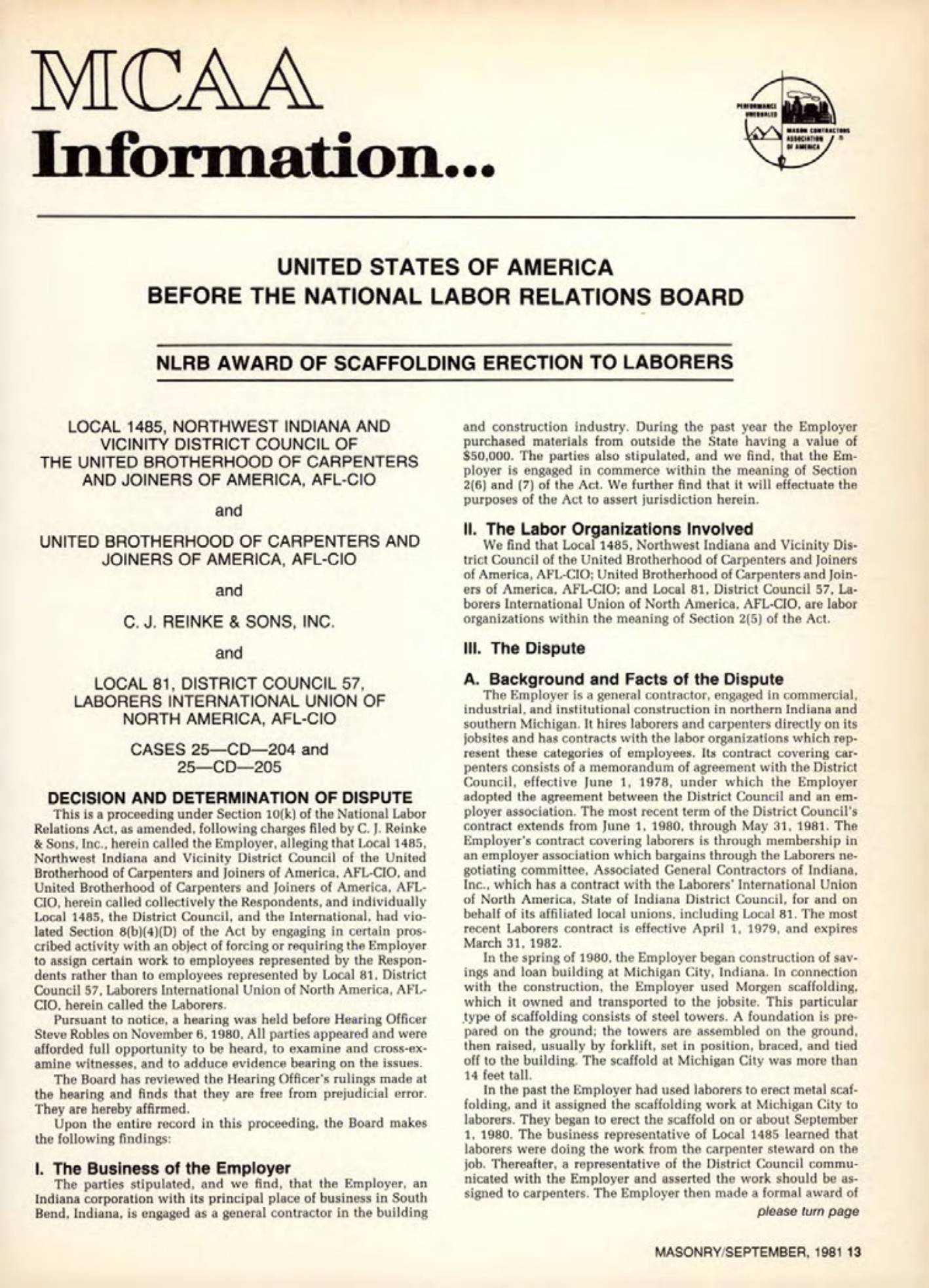 Masonry Magazine September 1981 Page. 13