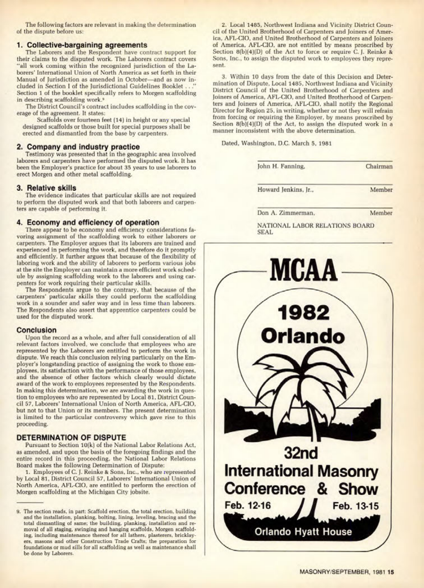 Masonry Magazine September 1981 Page. 15