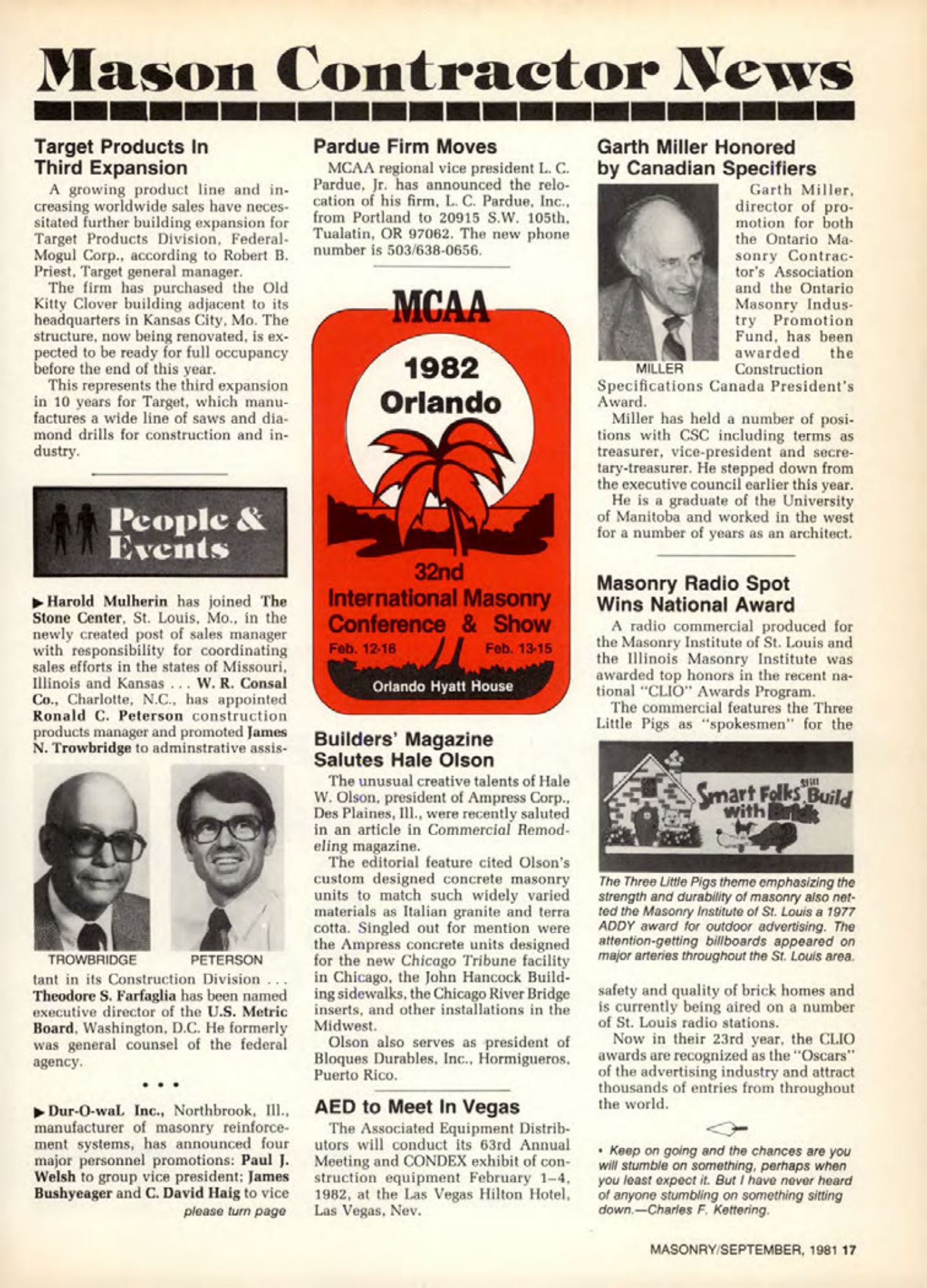 Masonry Magazine September 1981 Page. 17
