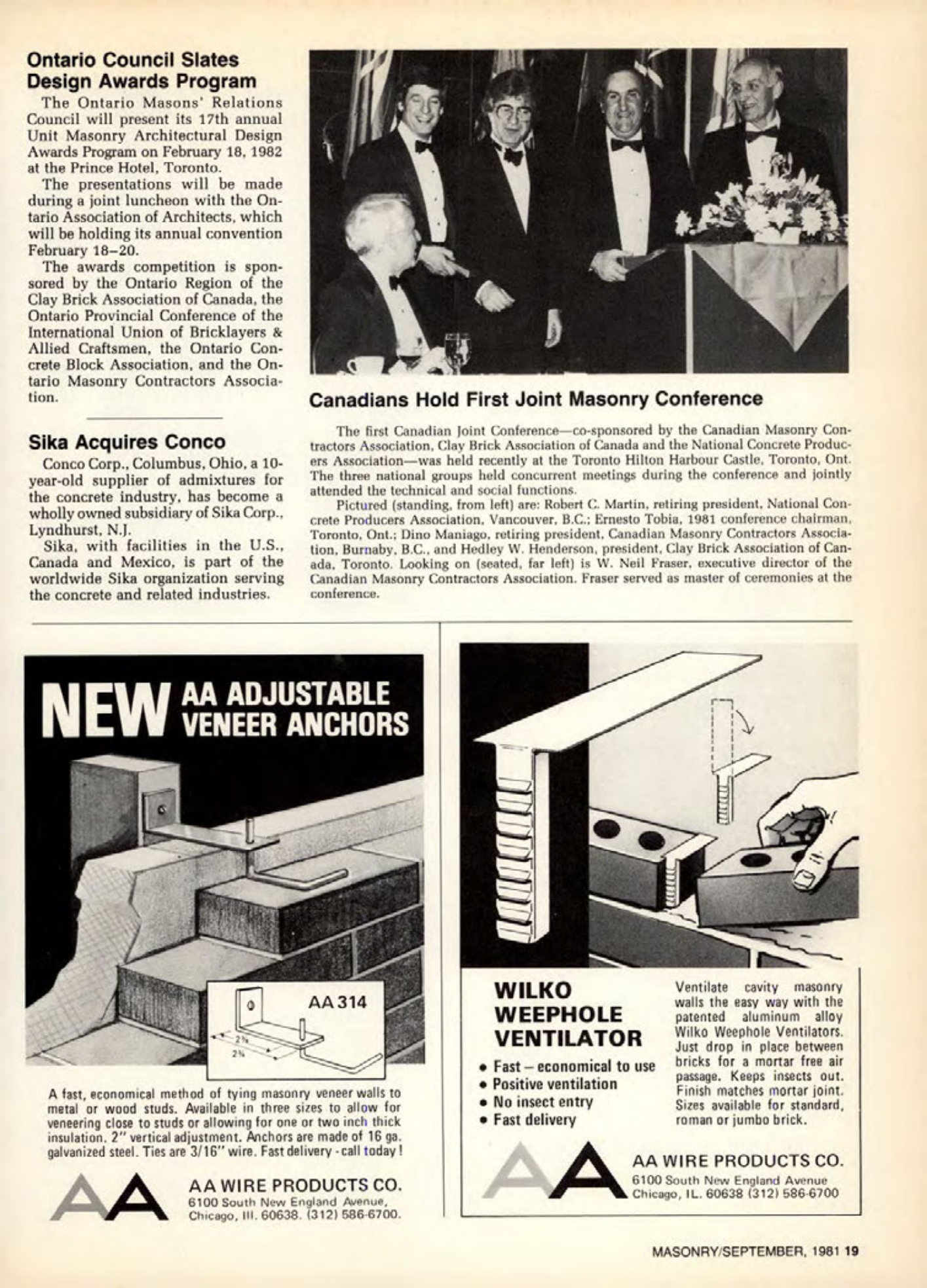 Masonry Magazine September 1981 Page. 19