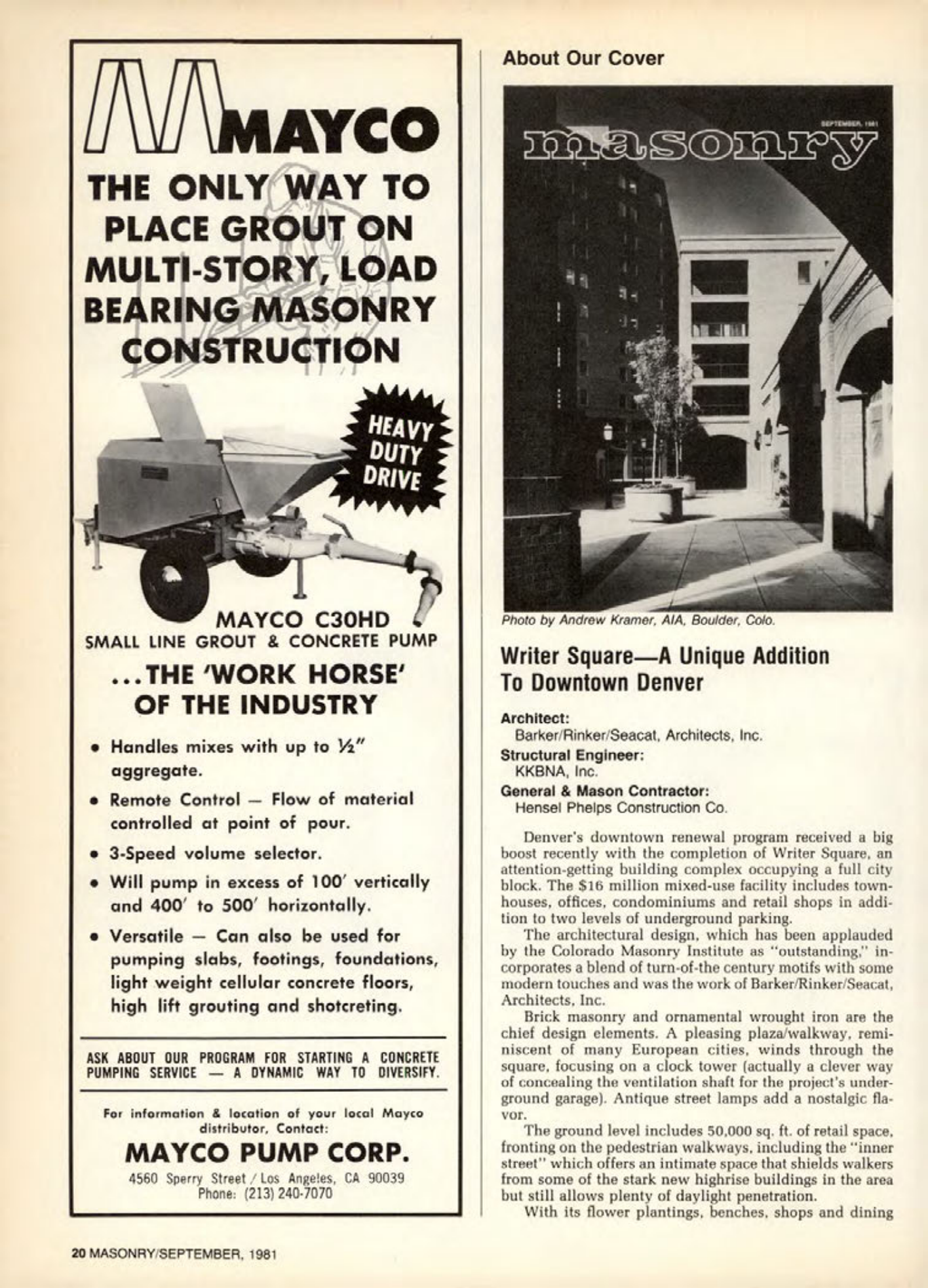 Masonry Magazine September 1981 Page. 20