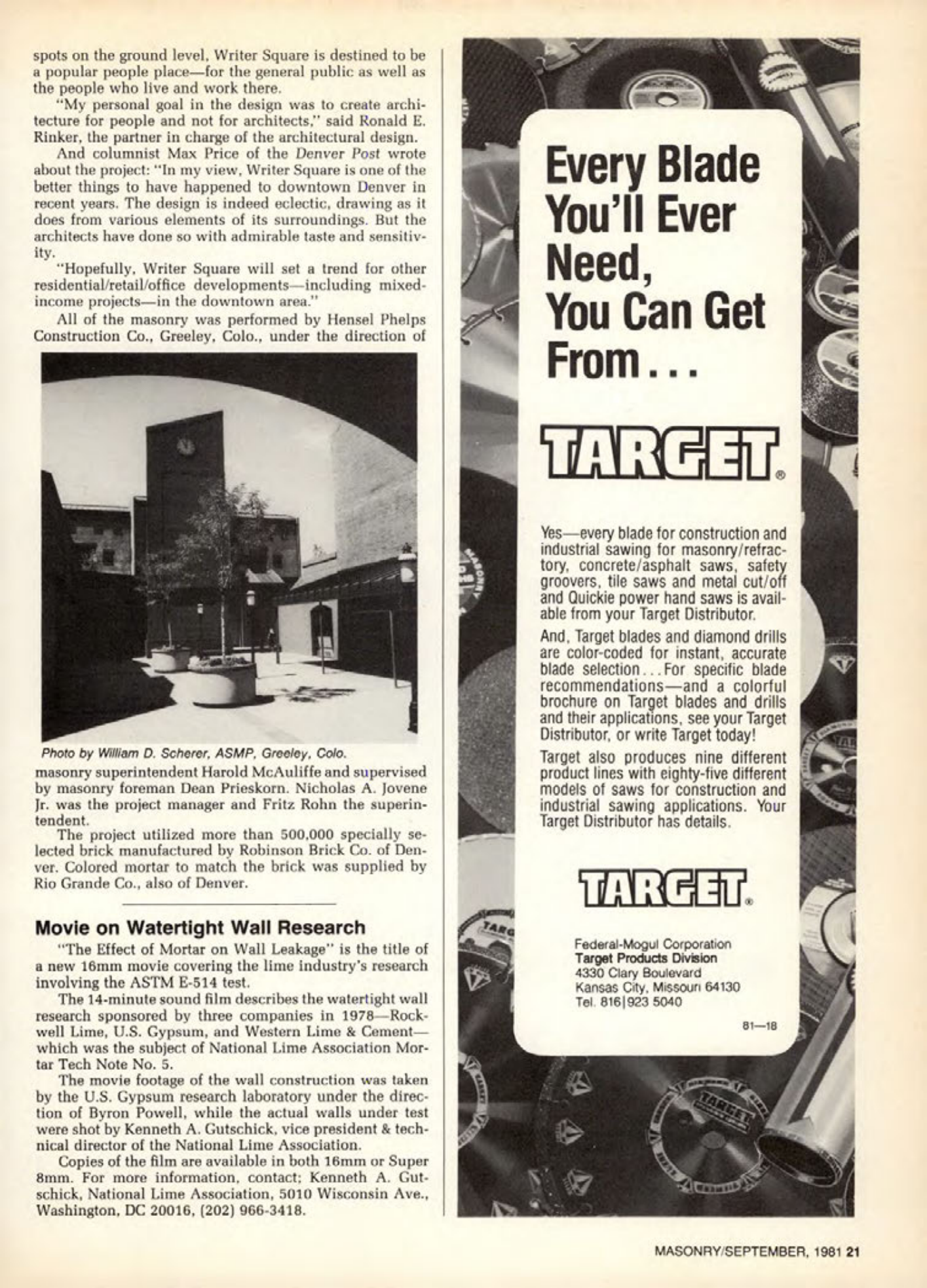 Masonry Magazine September 1981 Page. 21