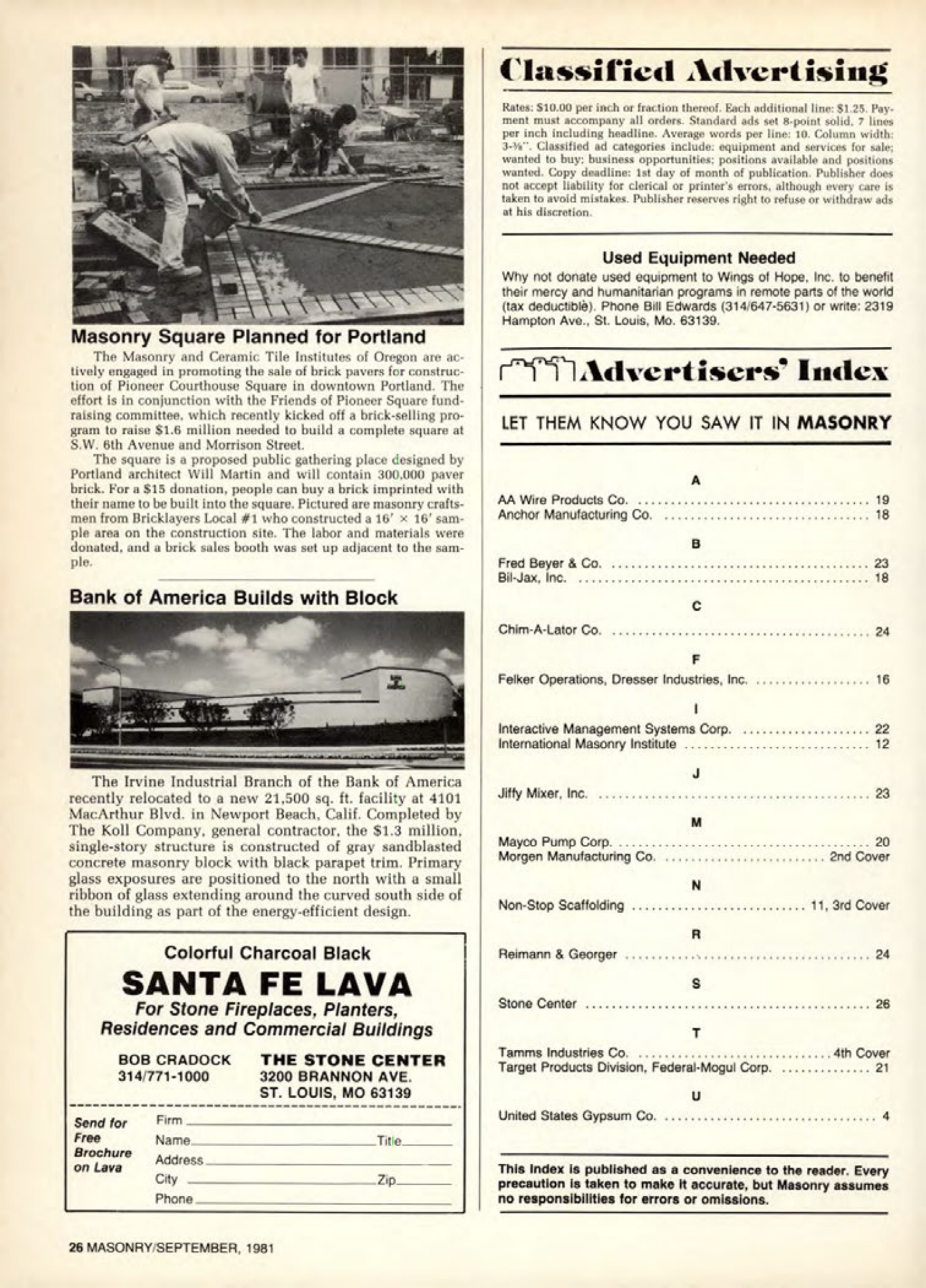 Masonry Magazine September 1981 Page. 26