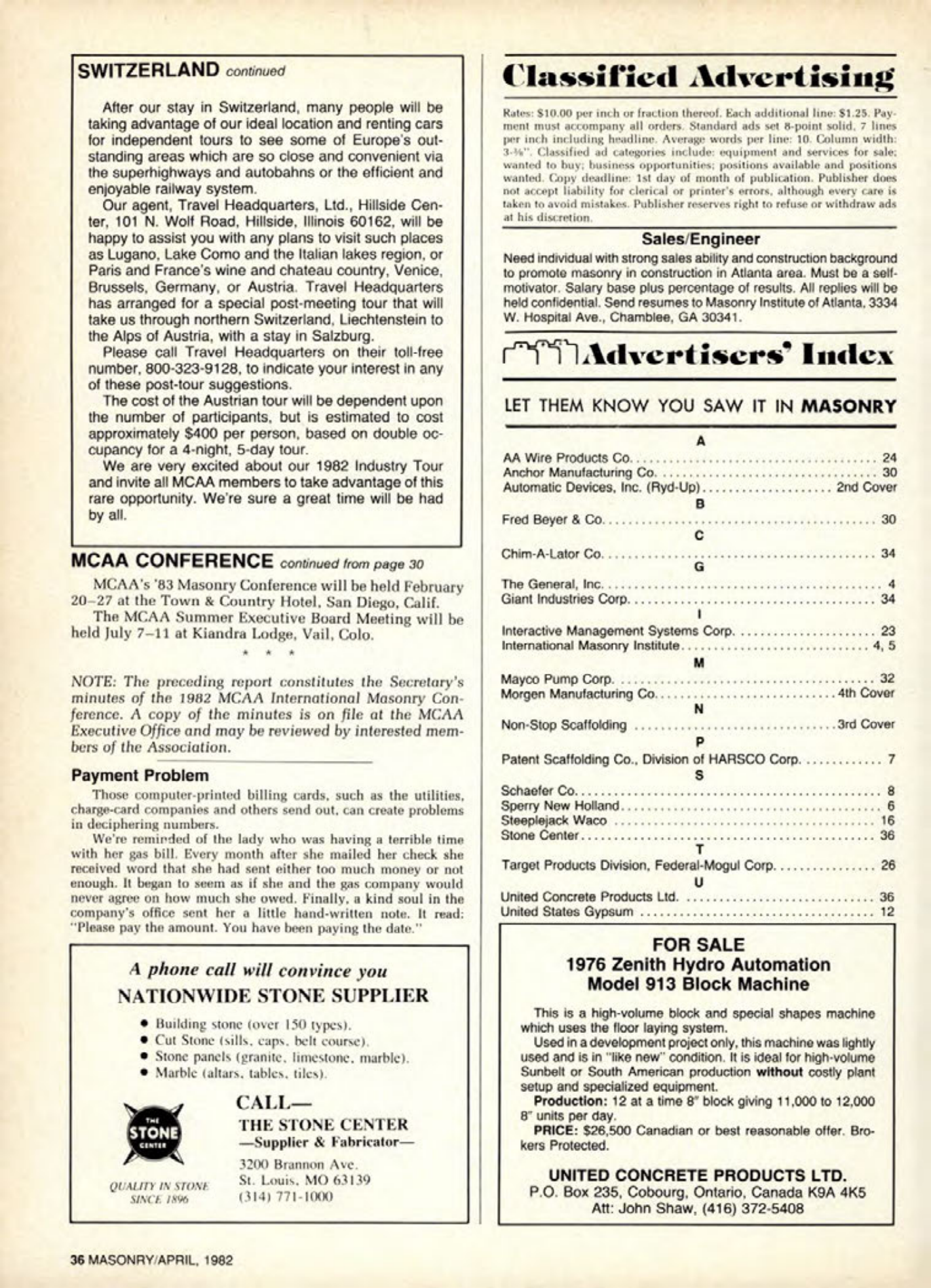 Masonry Magazine April 1982 Page. 36