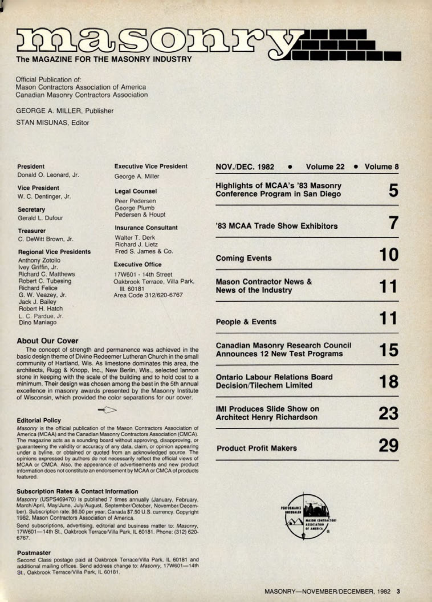 Masonry Magazine December 1982 Page. 3