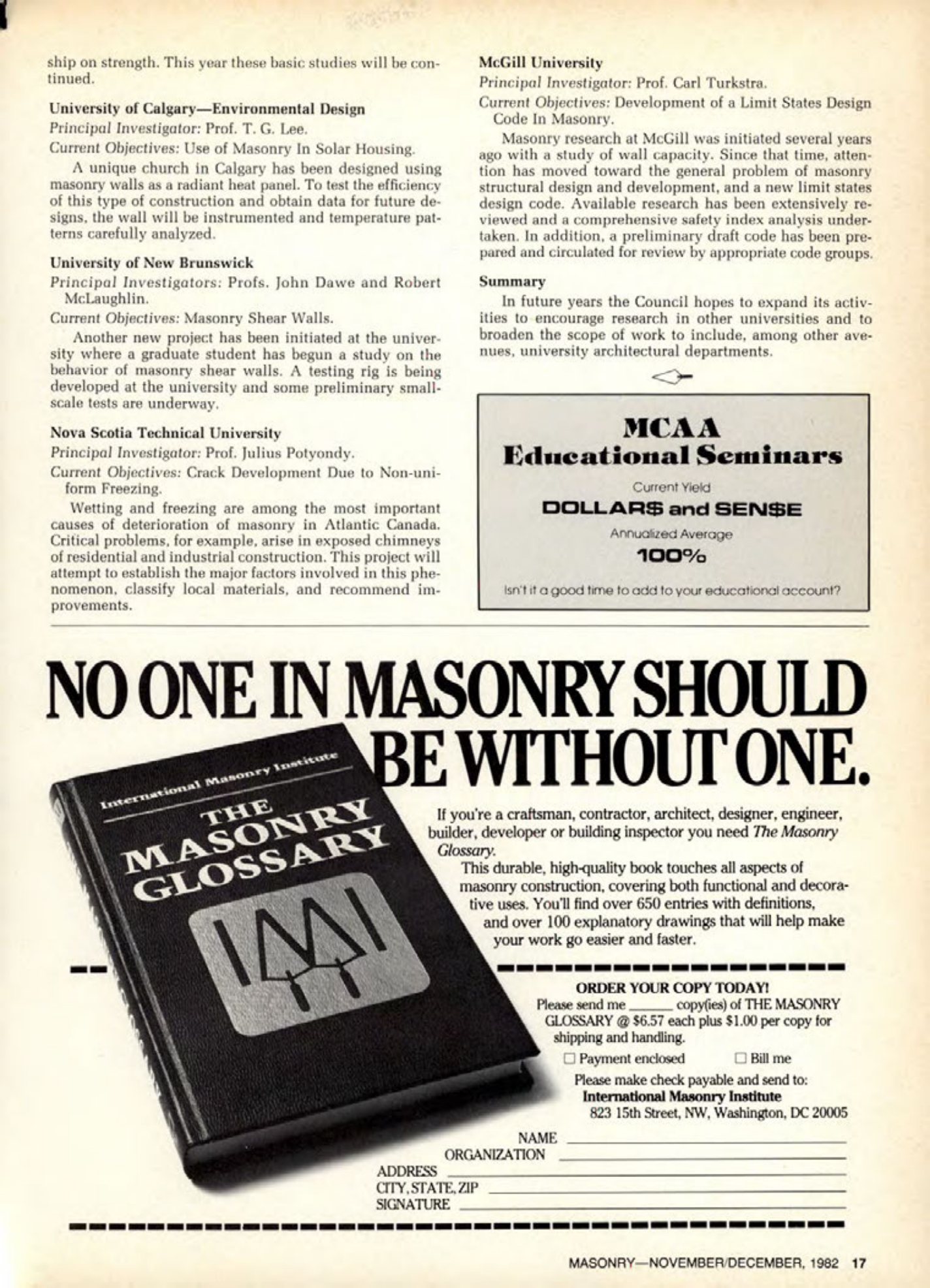 Masonry Magazine December 1982 Page. 17