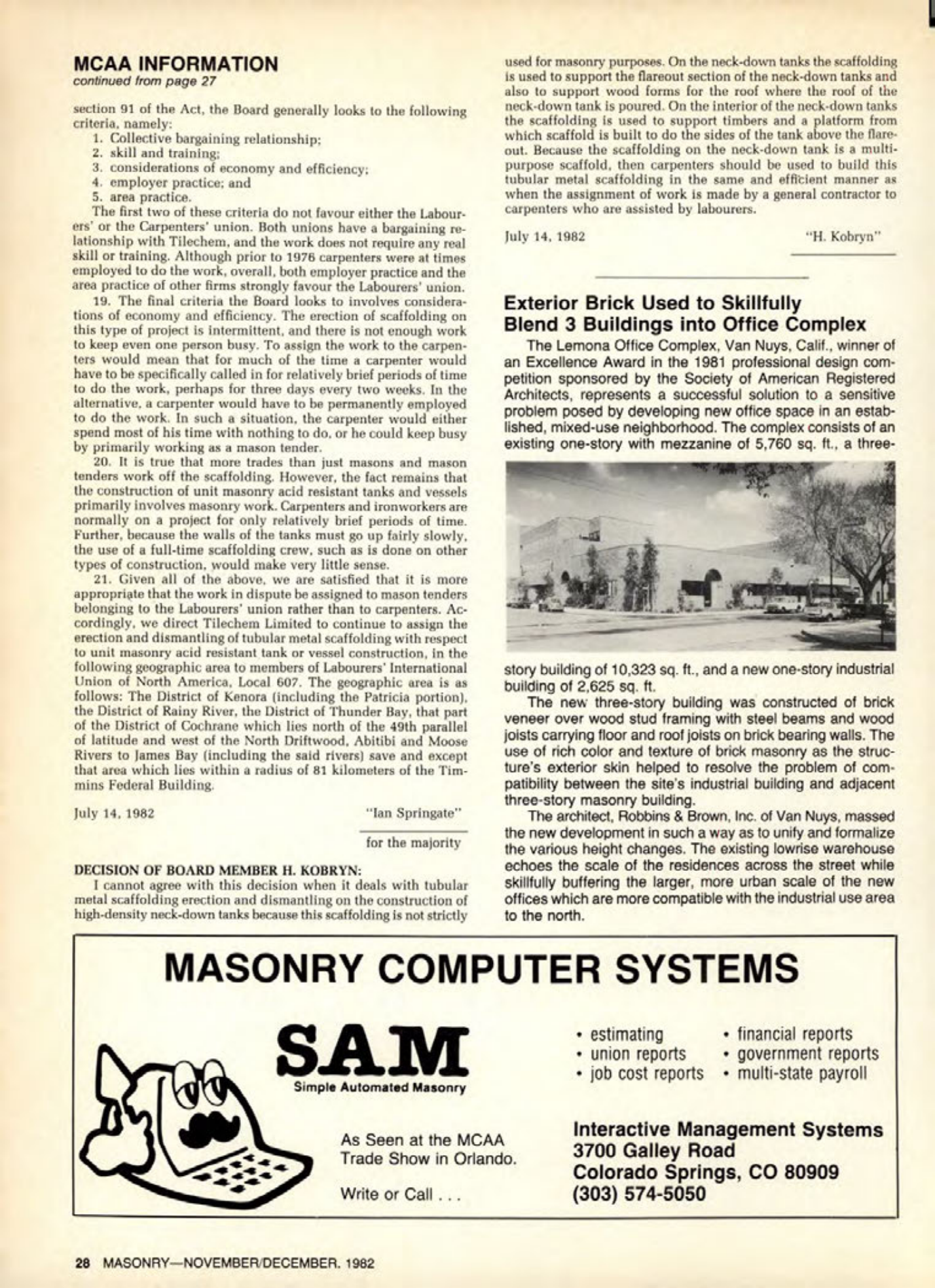 Masonry Magazine December 1982 Page. 28