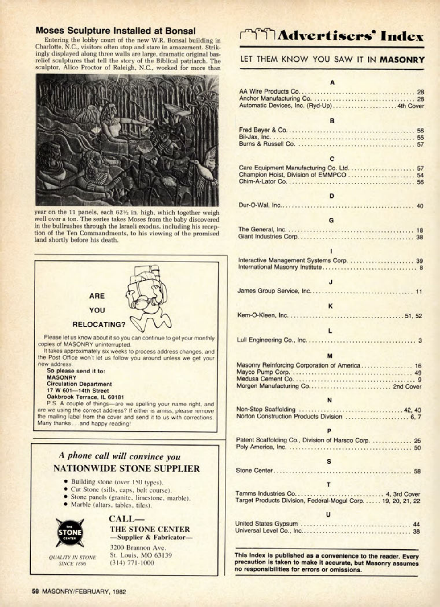 Masonry Magazine February 1982 Page. 58