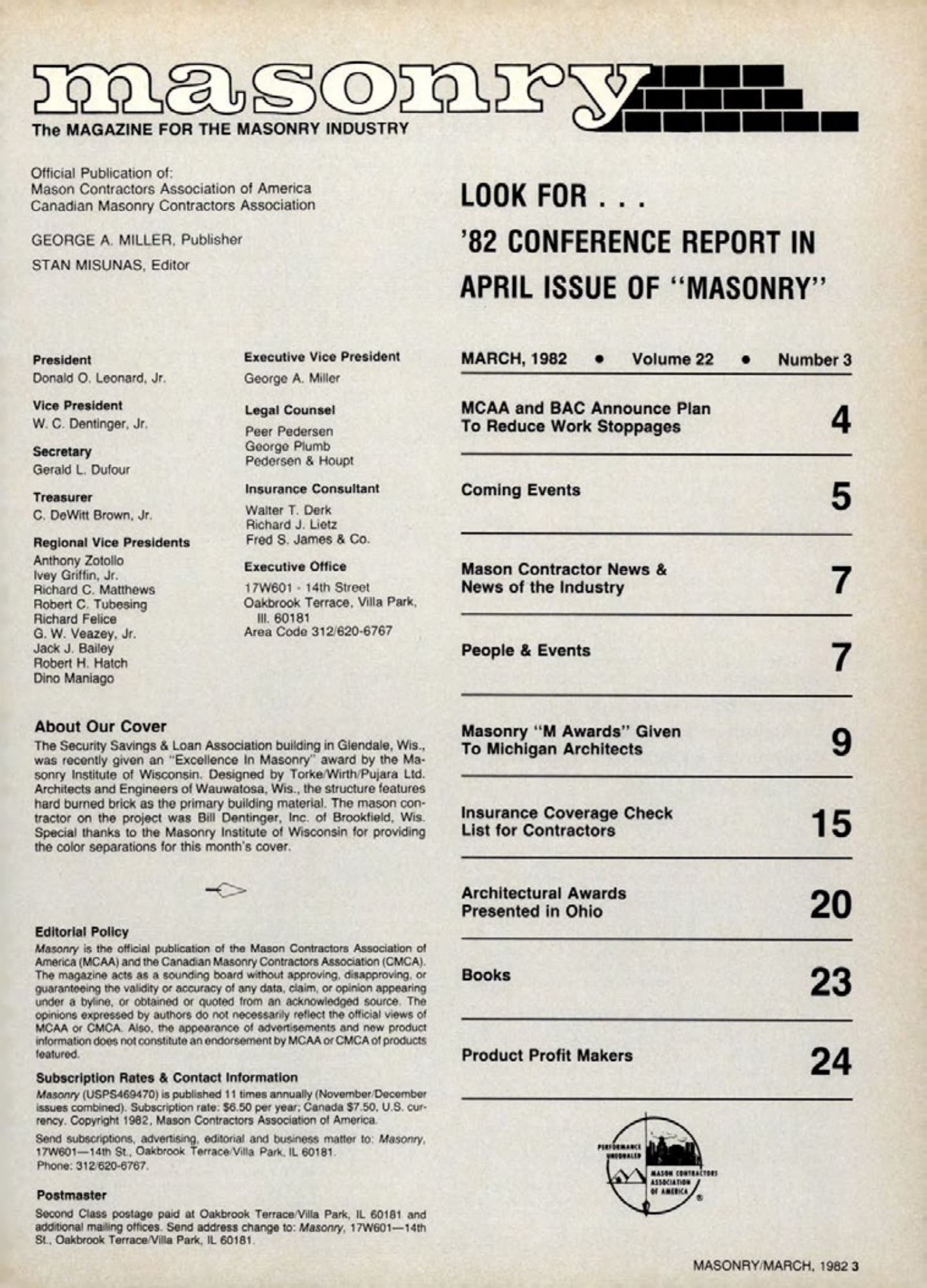 Masonry Magazine March 1982 Page. 3