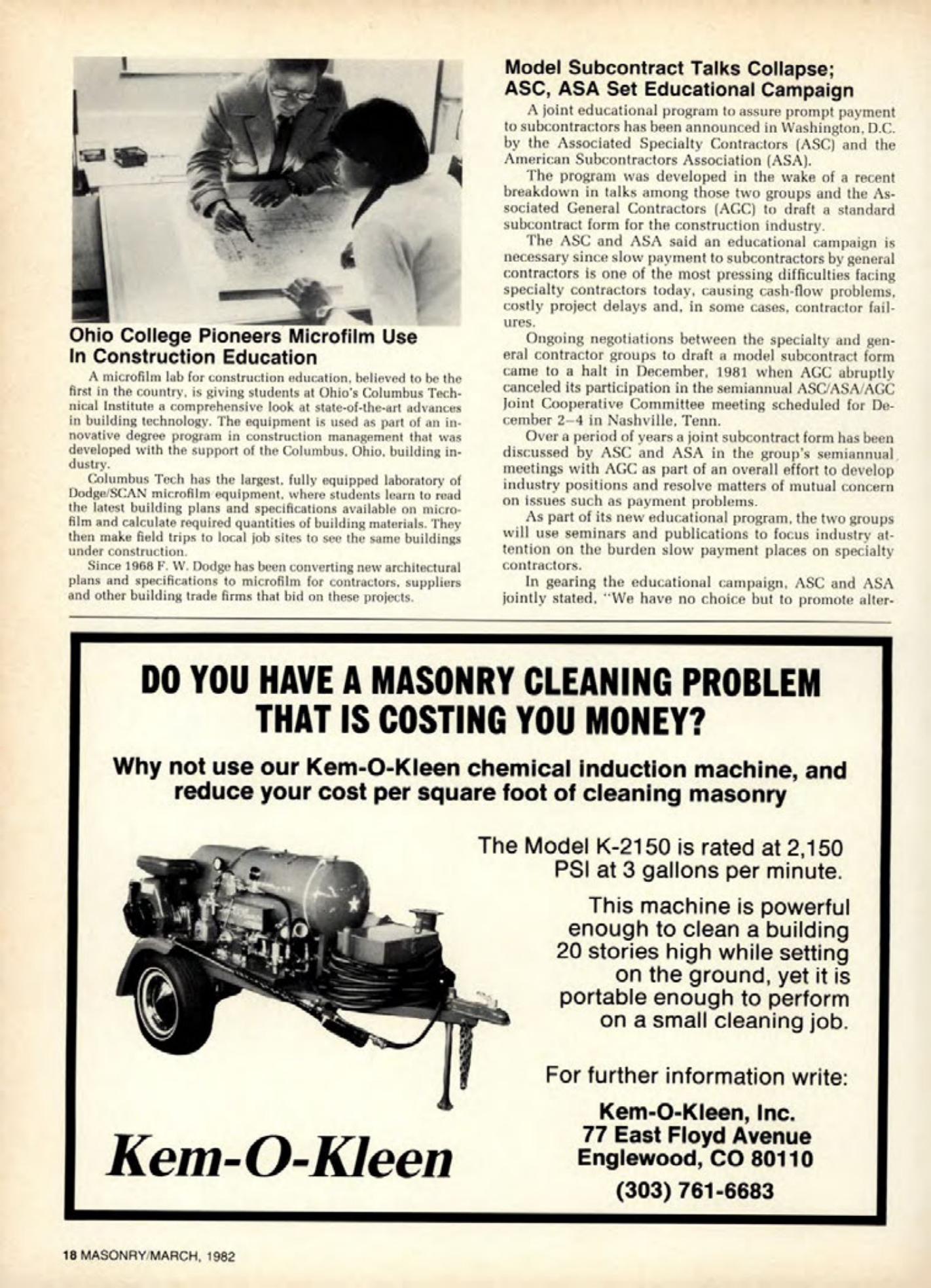 Masonry Magazine March 1982 Page. 18